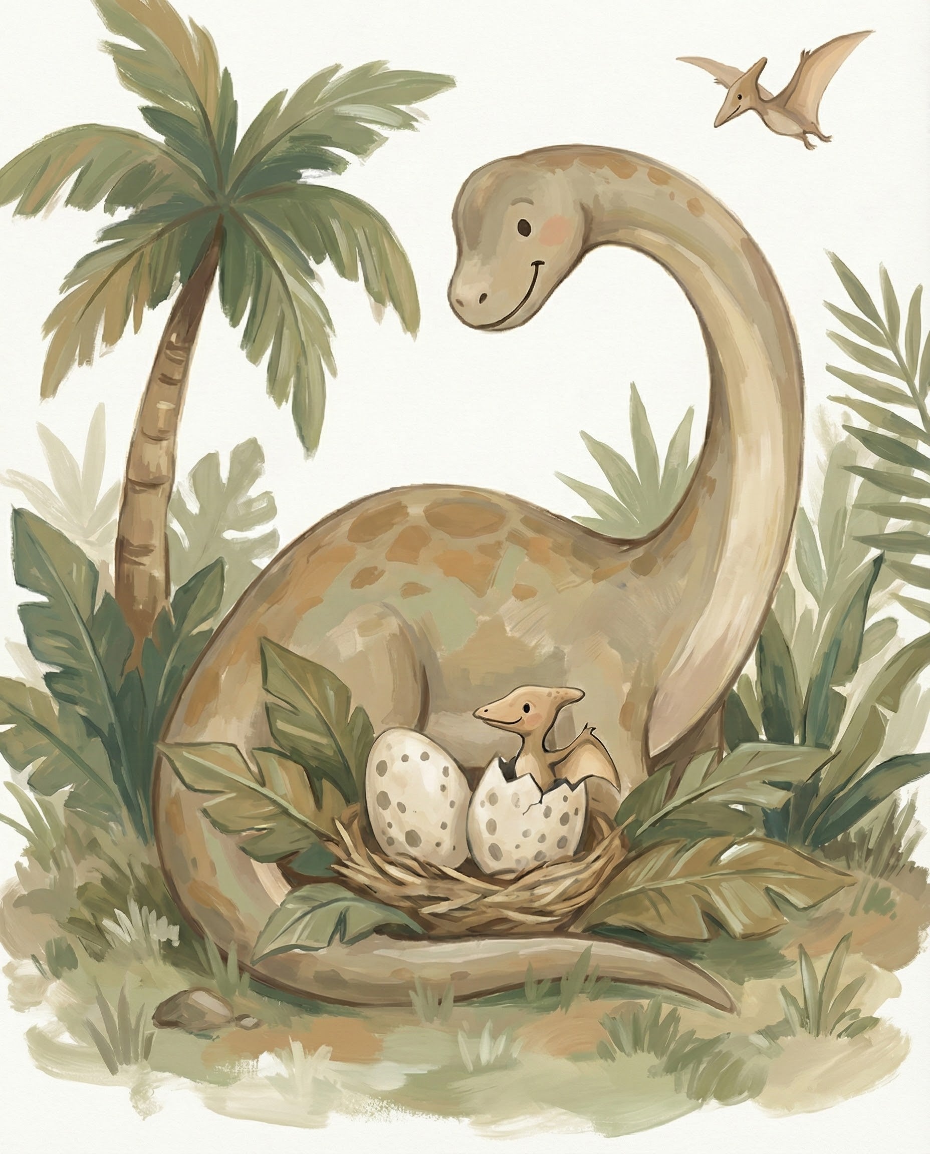 Hatchling Hugs - Dinosaur Framed Wall Art for Nursery, Playroom or Kids Bedrooms