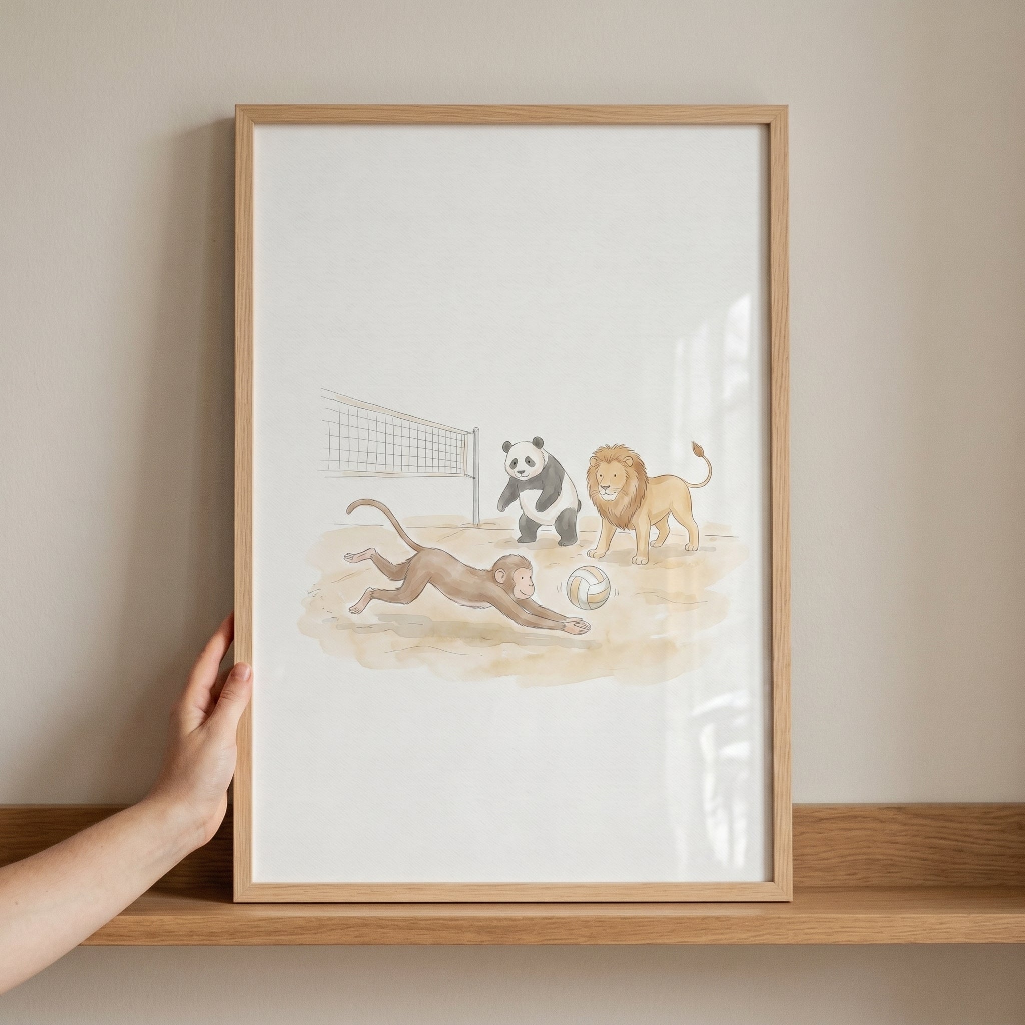 Diving Volleyball Animals Wall Art - Beach Volleyball Animals