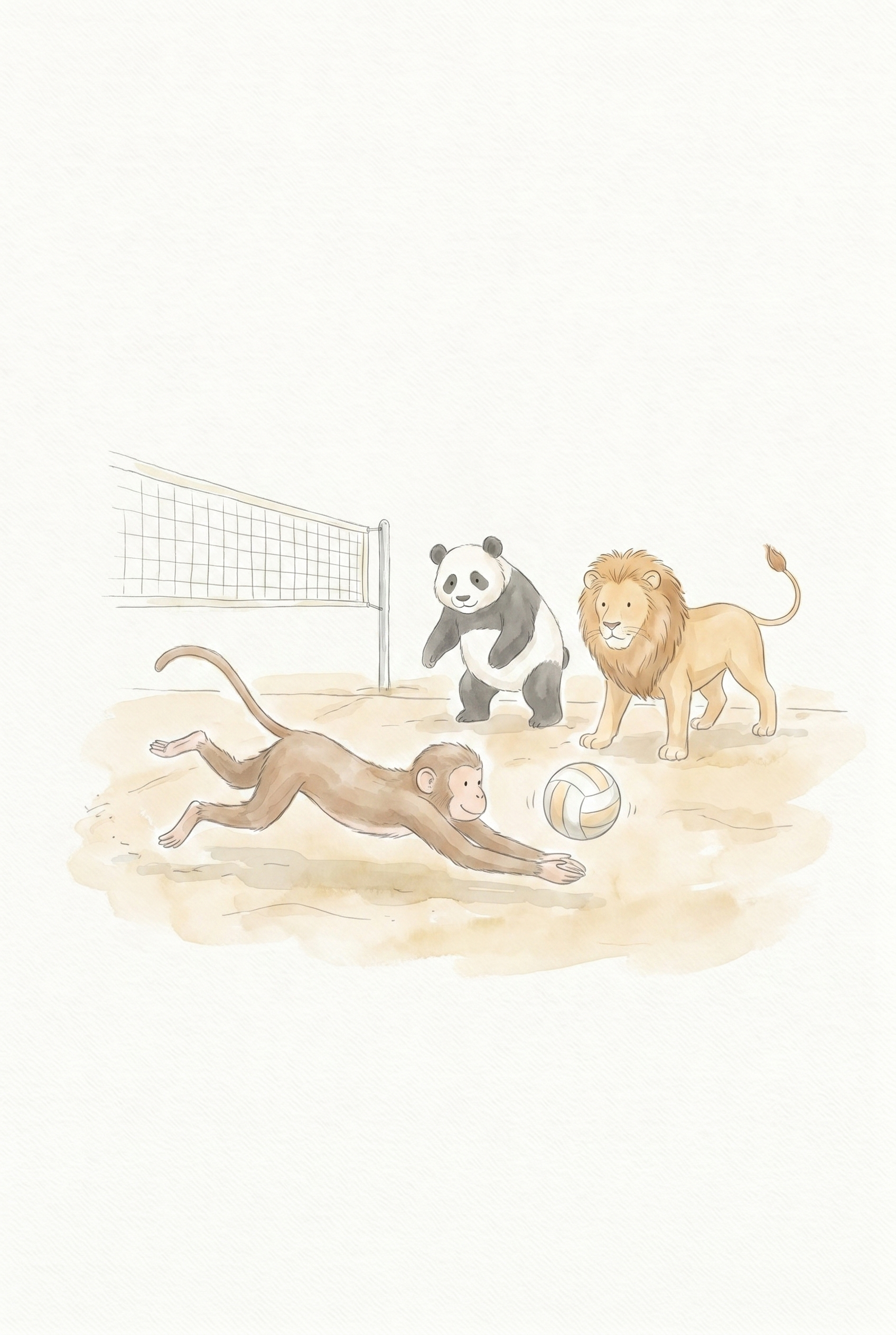 Diving Volleyball Animals Wall Art - Beach Volleyball Animals