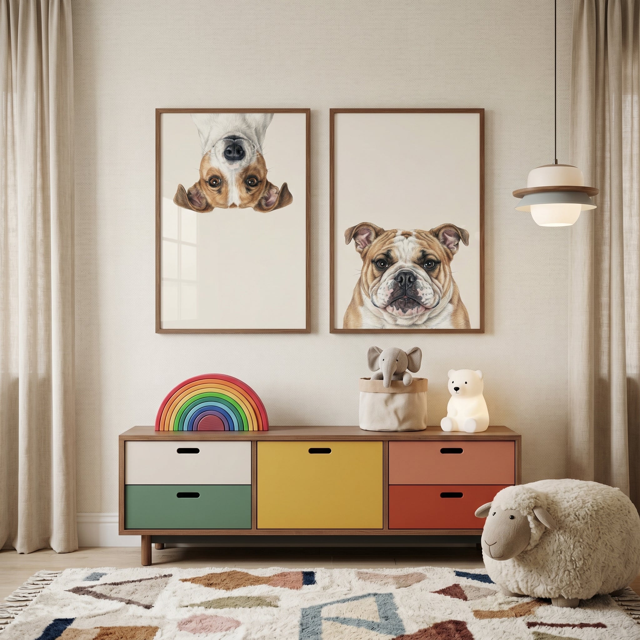 Dog Artwork Set of 2 - Upside Down Pups
