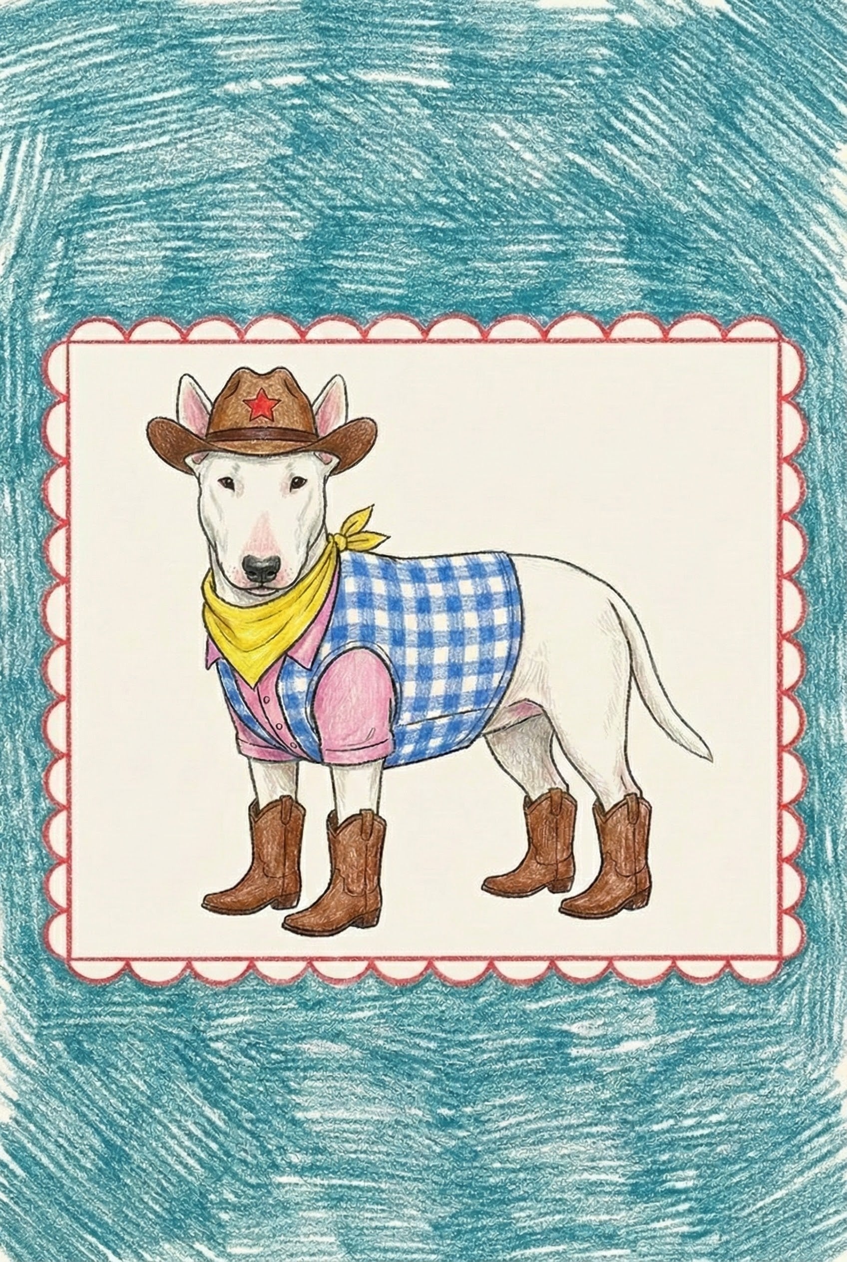Rodeo Doggo - Dog Framed Wall Art for Nursery, Playroom or Kids Bedrooms