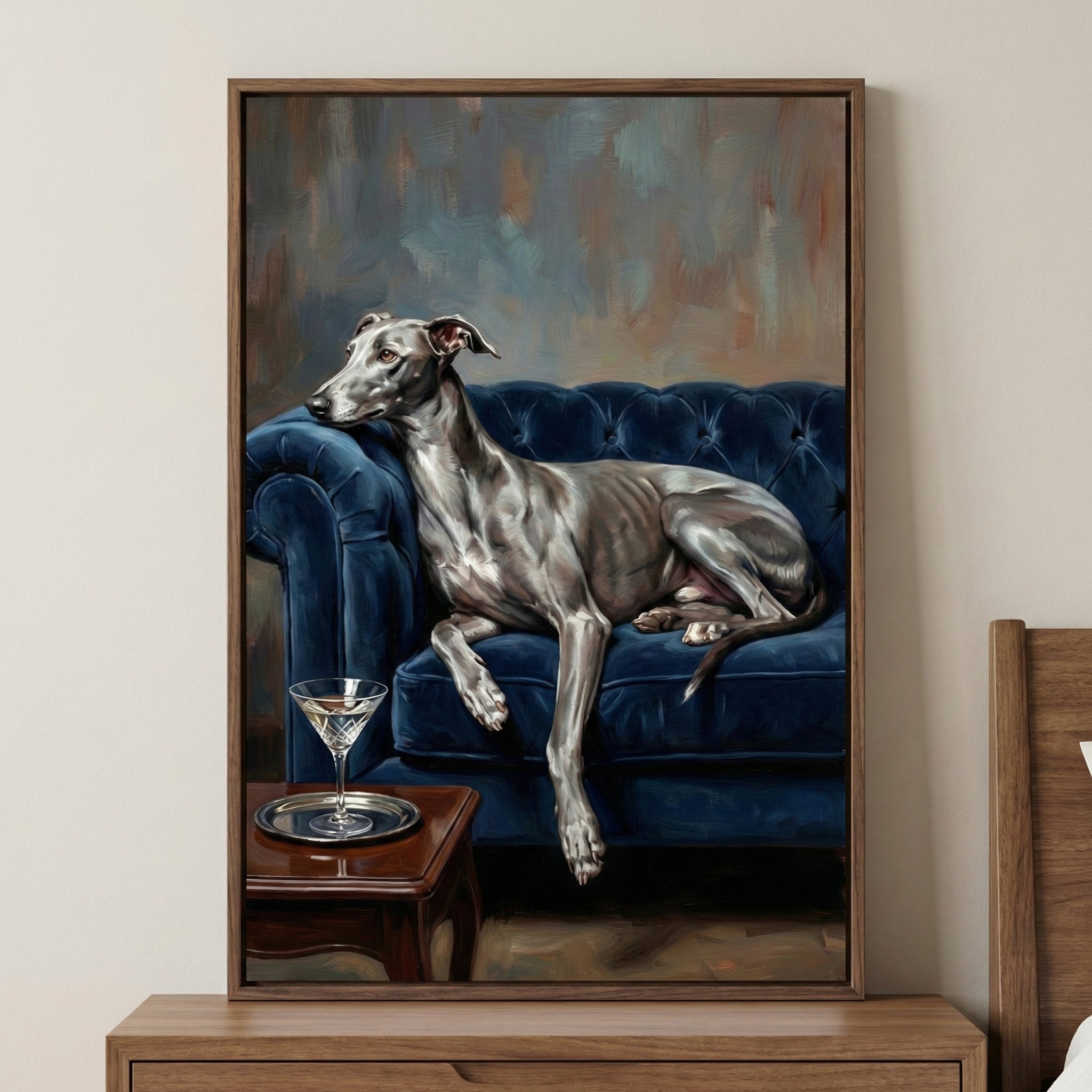 Sapphire Slumber - Dog Framed Wall Art for Living Room, Bedroom or Office