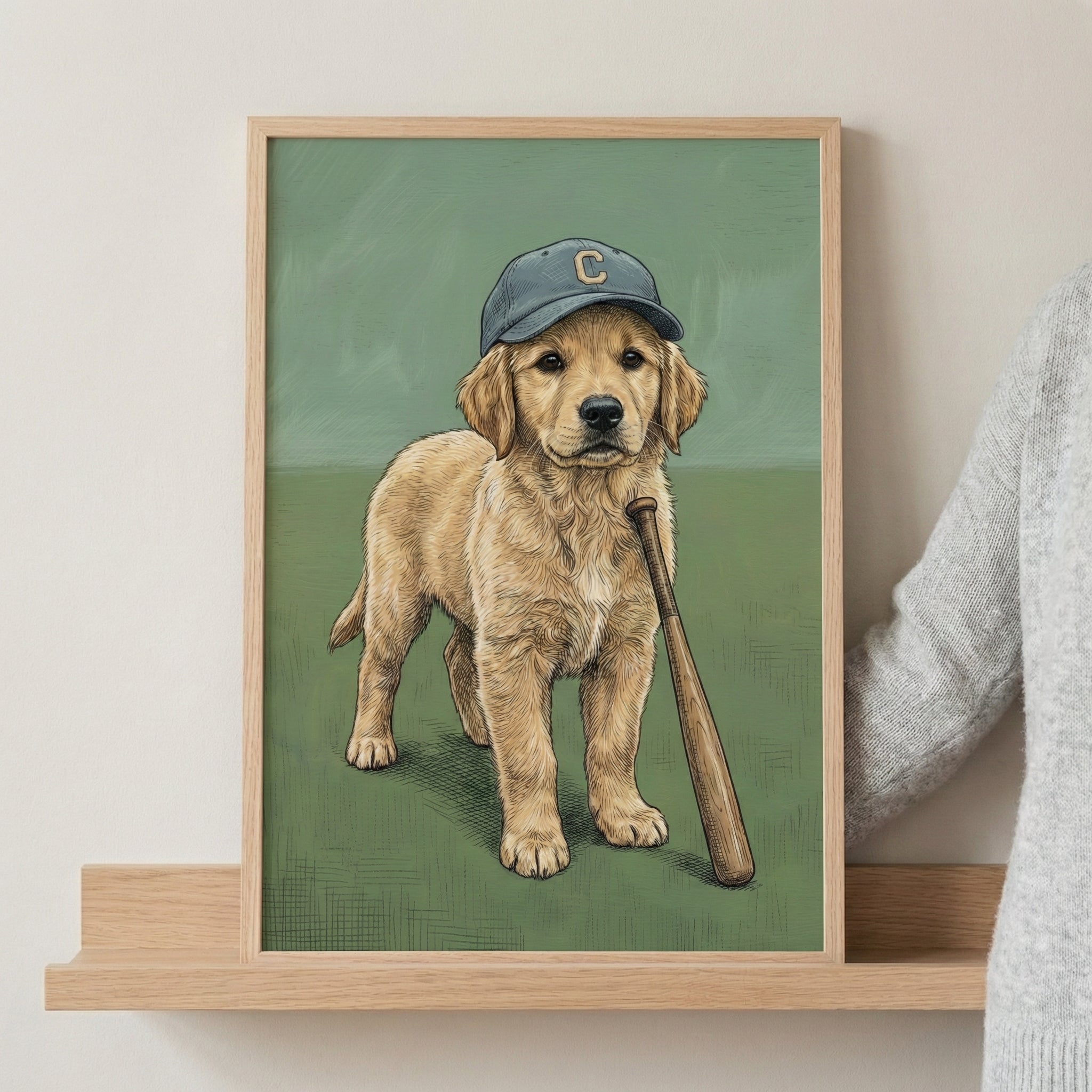 Rookie Retriever - Dog Framed Wall Art for Nursery, Playroom or Kids Bedrooms
