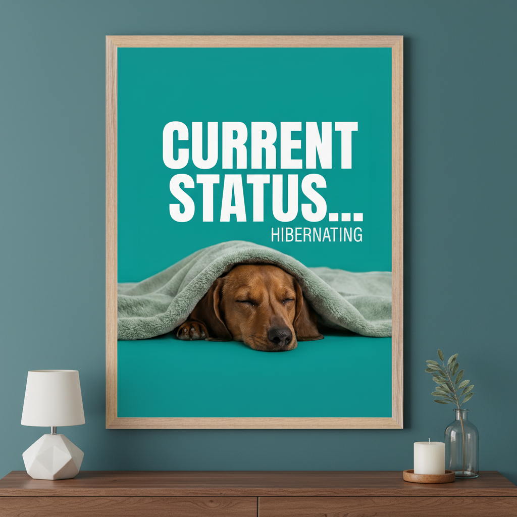 Cozy Slumber - Dog Framed Wall Art for Living Room, Bedroom or Office