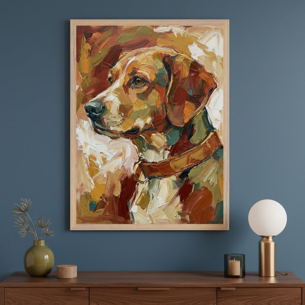 Painterly Hound - Dog Framed Wall Art for Living Room, Bedroom or Office