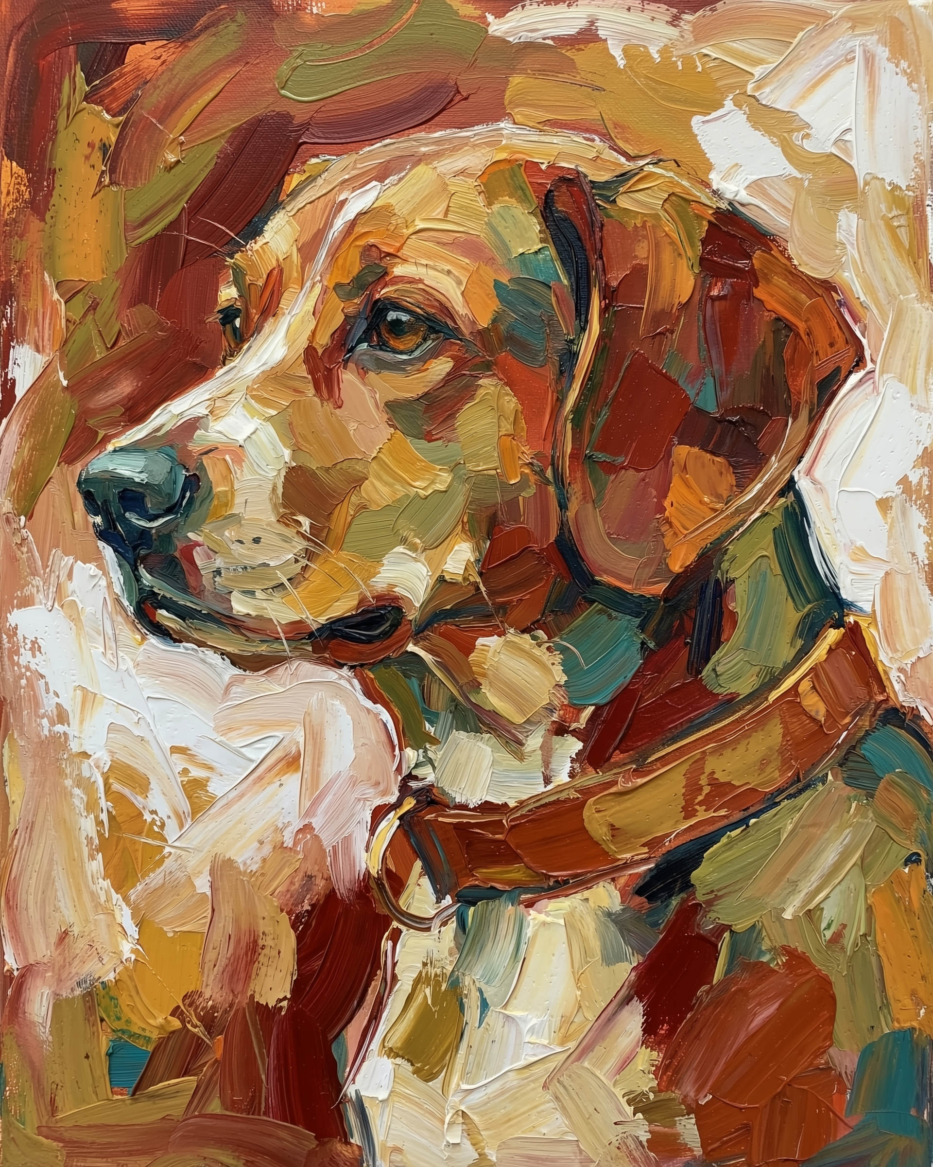 Painterly Hound - Dog Framed Wall Art for Living Room, Bedroom or Office