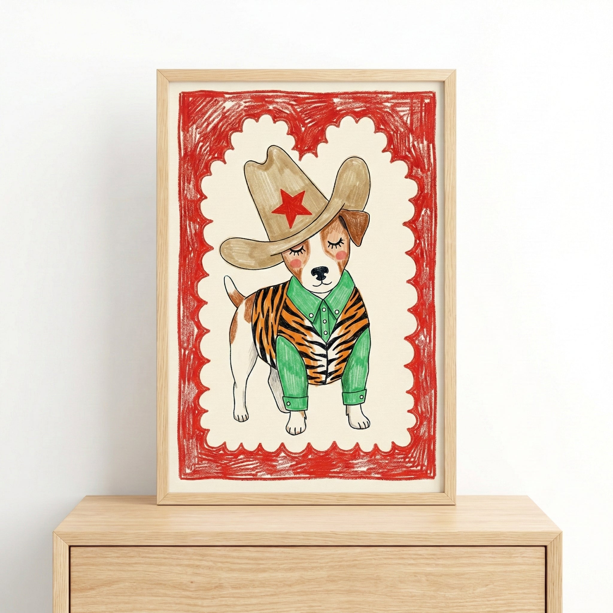Little Rodeo Star - Dog Framed Wall Art for Nursery, Playroom or Kids Bedrooms