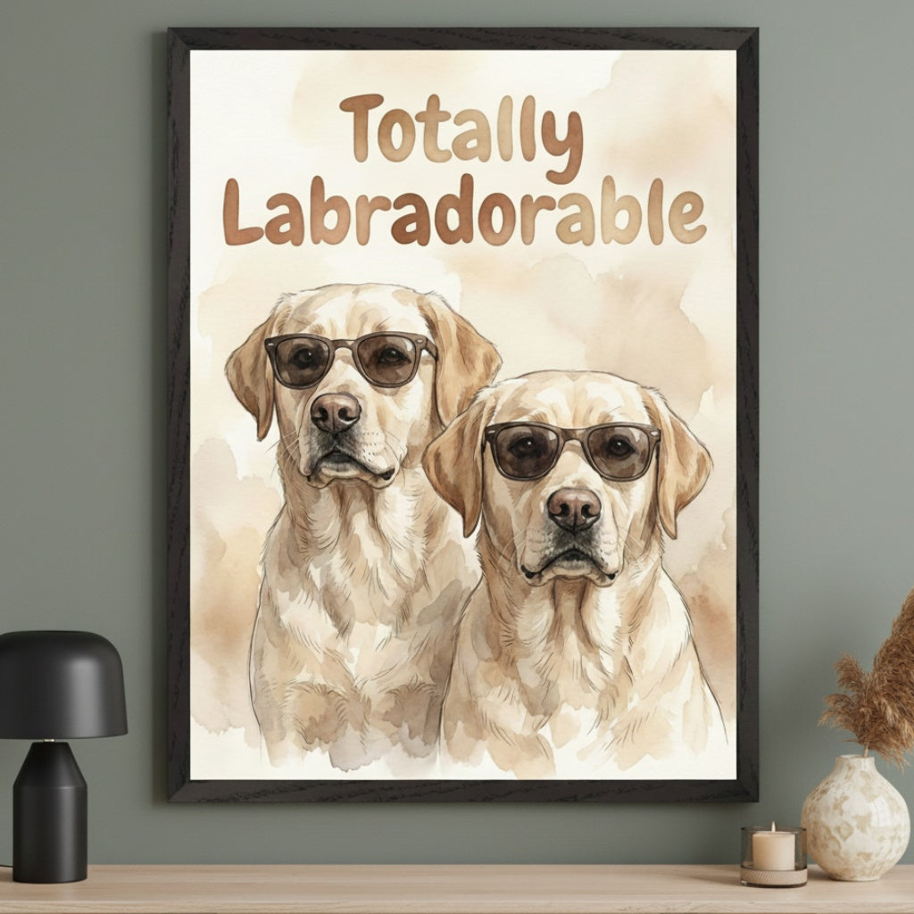 Artful Duo - Dogs Framed Wall Art for Living Room, Bedroom or Office