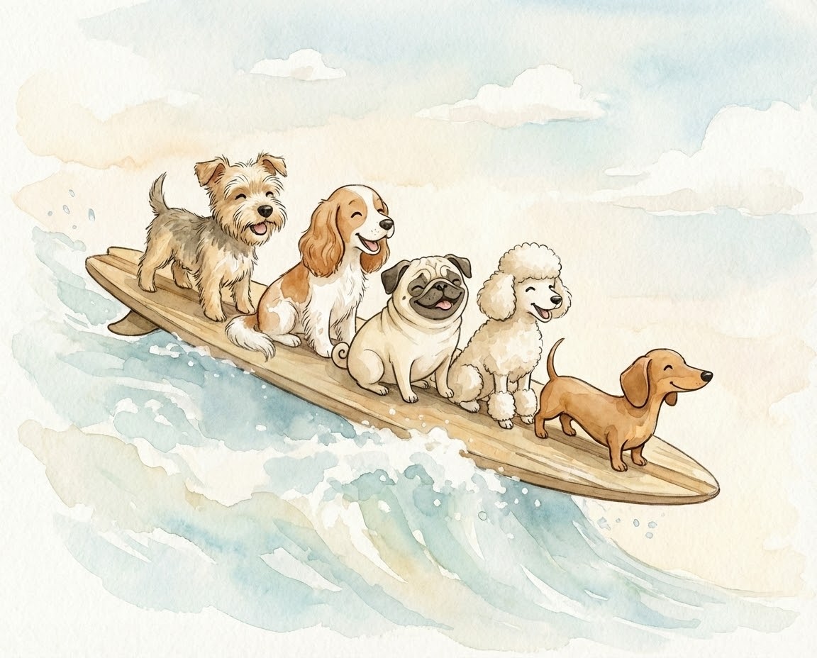 Paw-some Ride - Dogs Framed Wall Art for Nursery, Playroom or Kids Bedrooms