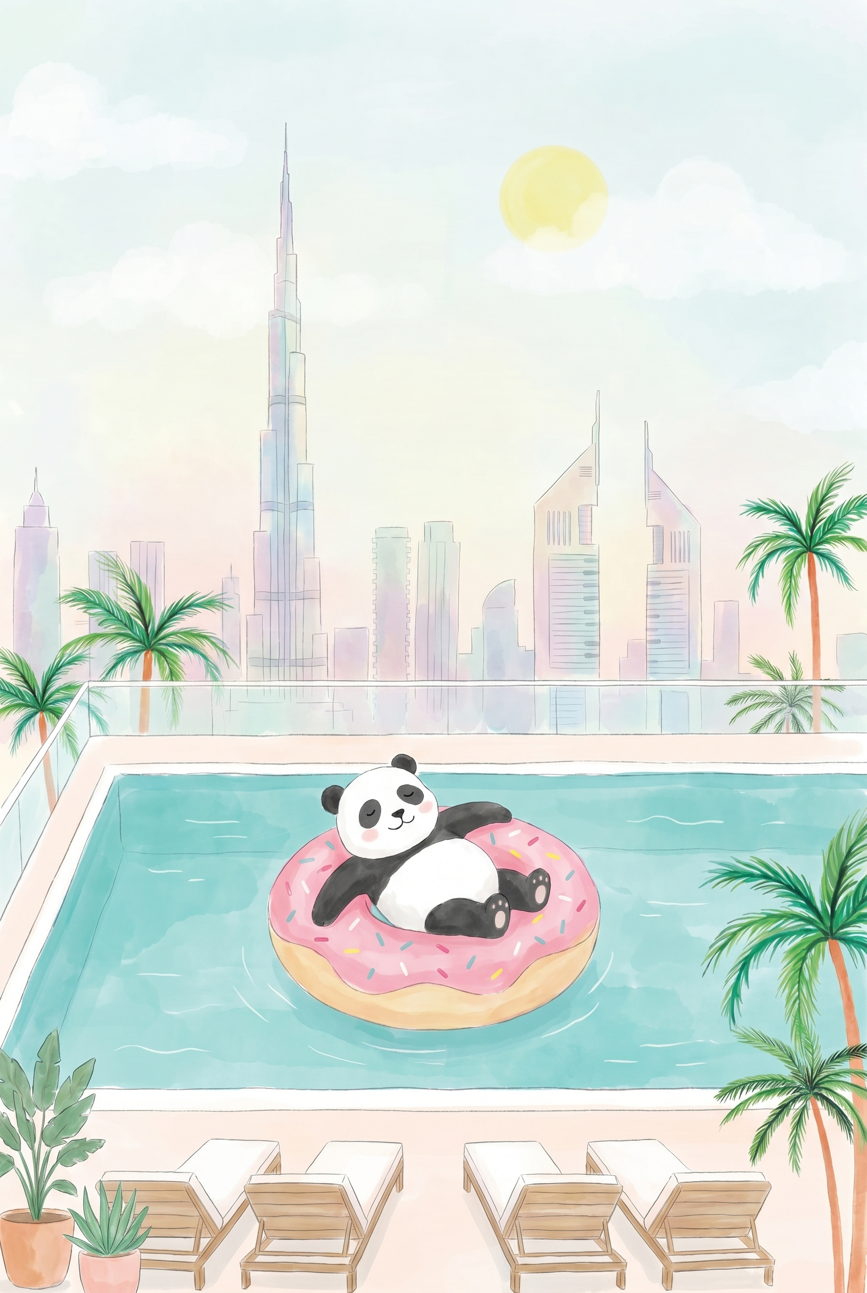Donut Float Panda Wall Art - Lazy Rooftop Panda