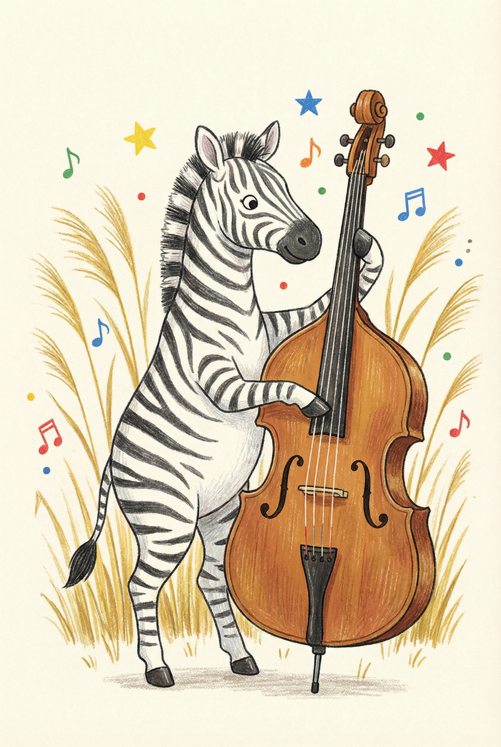 Double Bass Playing Zebra Wall Art - Zebra Bass Solo