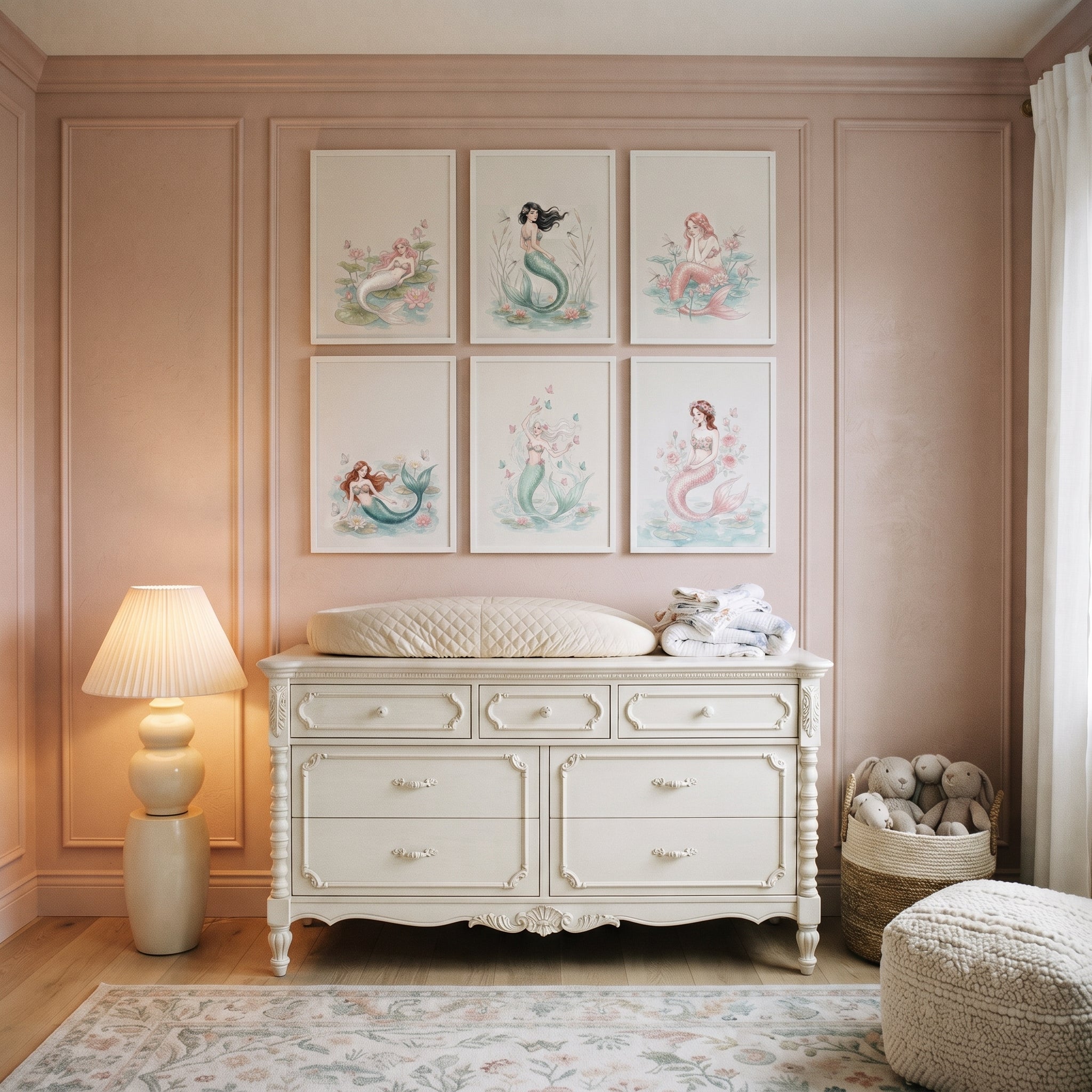 Dreamy Ethereal Pastel Mermaid Wall Art Set of 6 - Ethereal Mermaid Collection