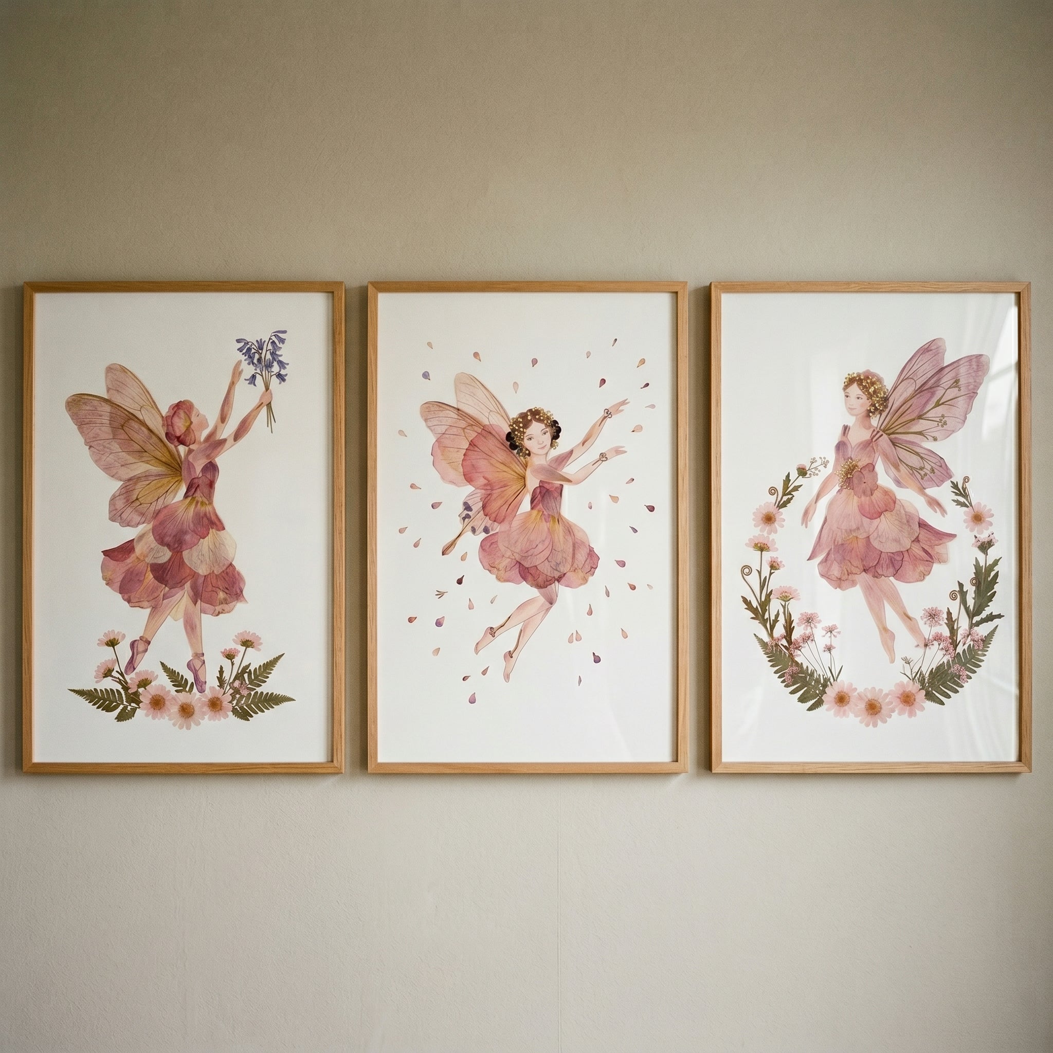 Dreamy Garden Petal Fairy Wall Art Set of 3 - Petal Fairy Trio