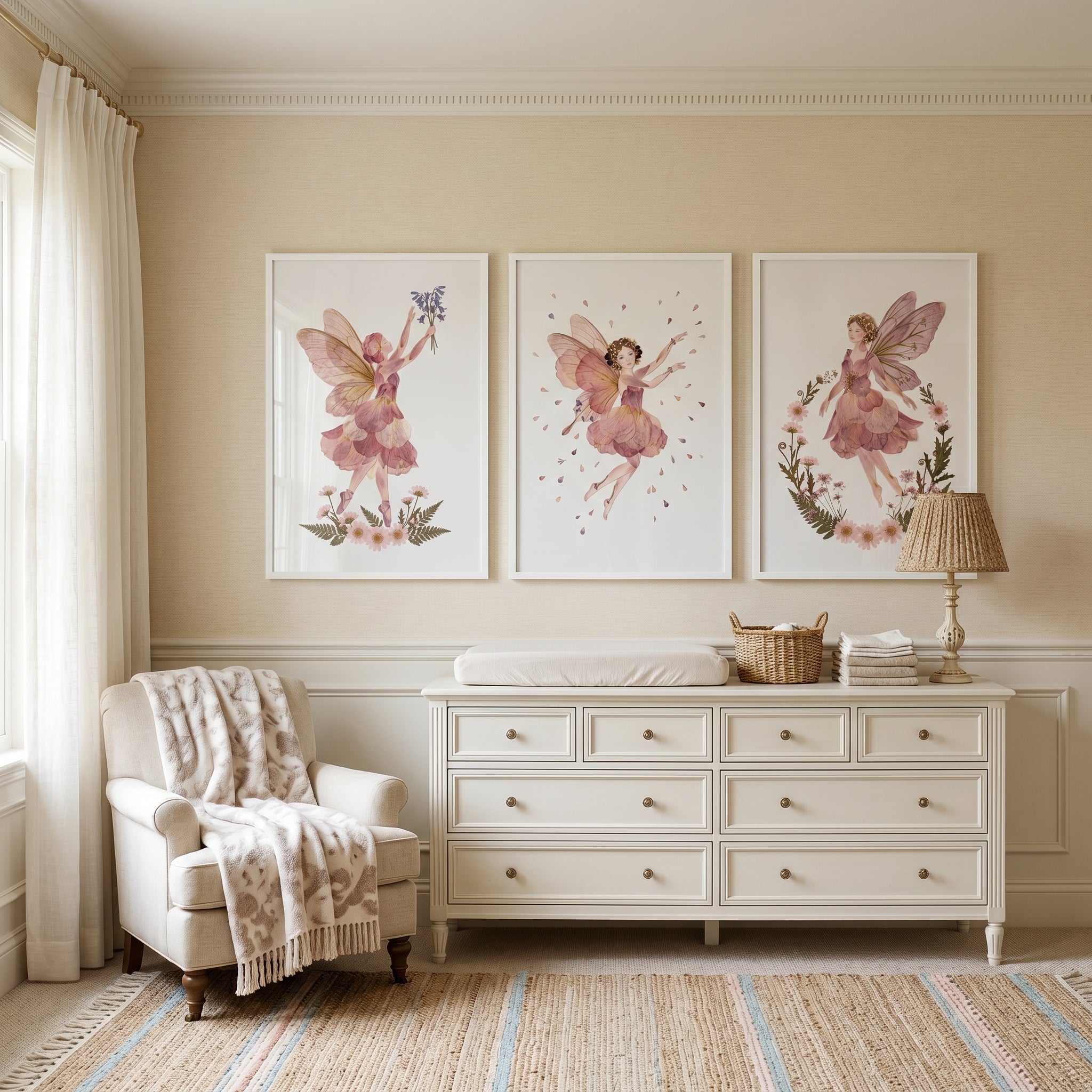 Dreamy Garden Petal Fairy Wall Art Set of 3 - Petal Fairy Trio