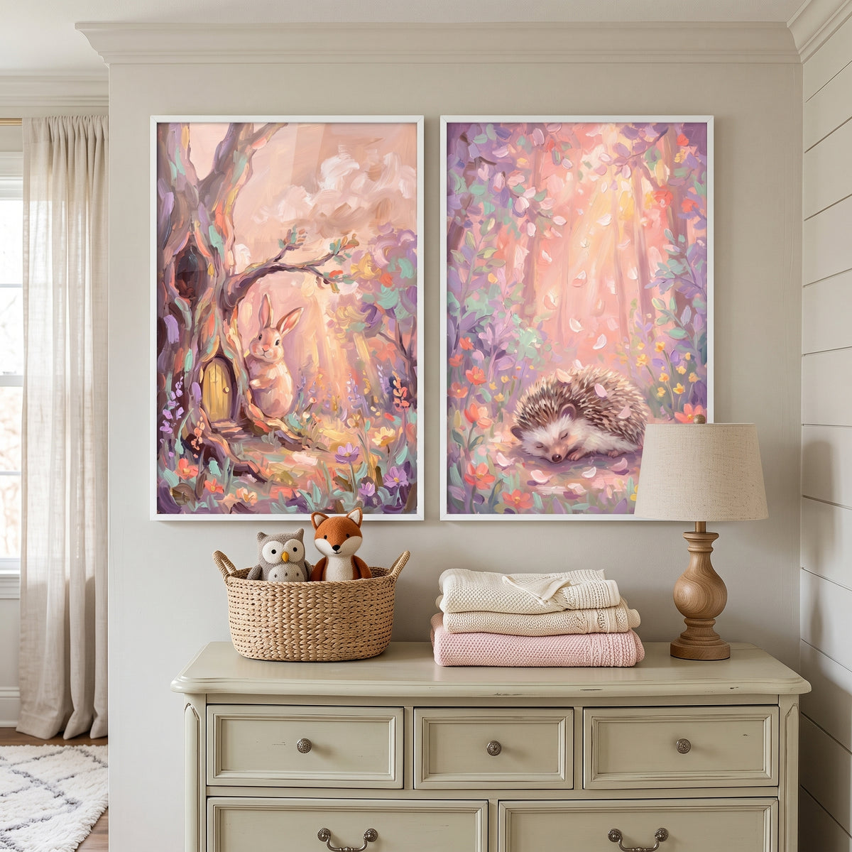 Dreamy Gold Woodland Animals Wall Art Set of 2 - Enchanted Woodland Dreams