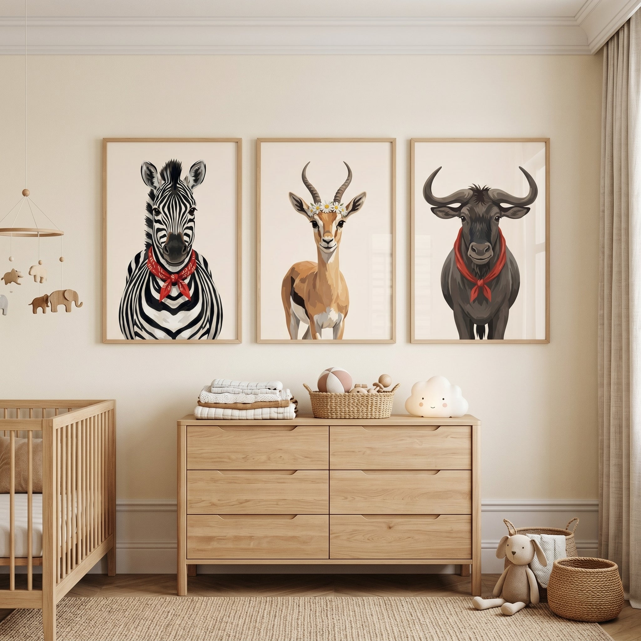 Dressed Up Safari Animal Wall Art Set of 3 - Savannah Style Trio