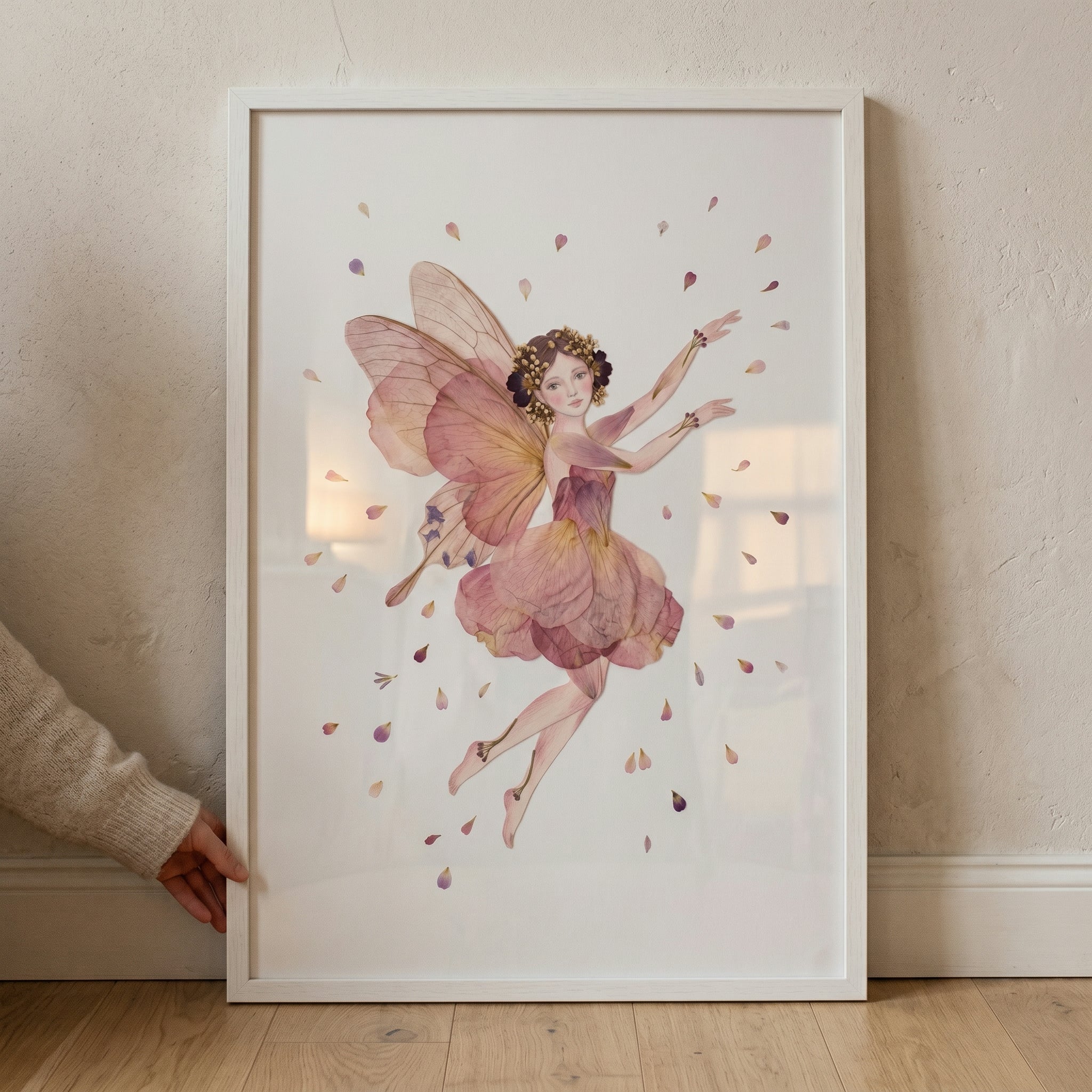Dried Petal Winged Fairy Wall Art - Floral Petal Fairy