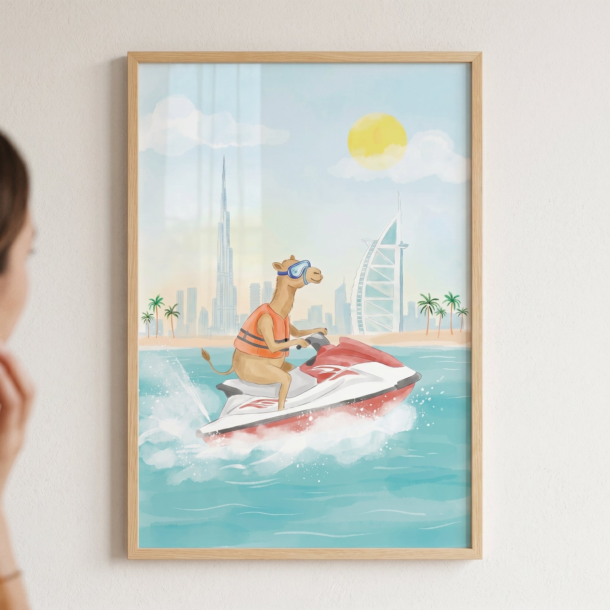 Dubai Jet Ski Camel Wall Art - Camel Sea Splash