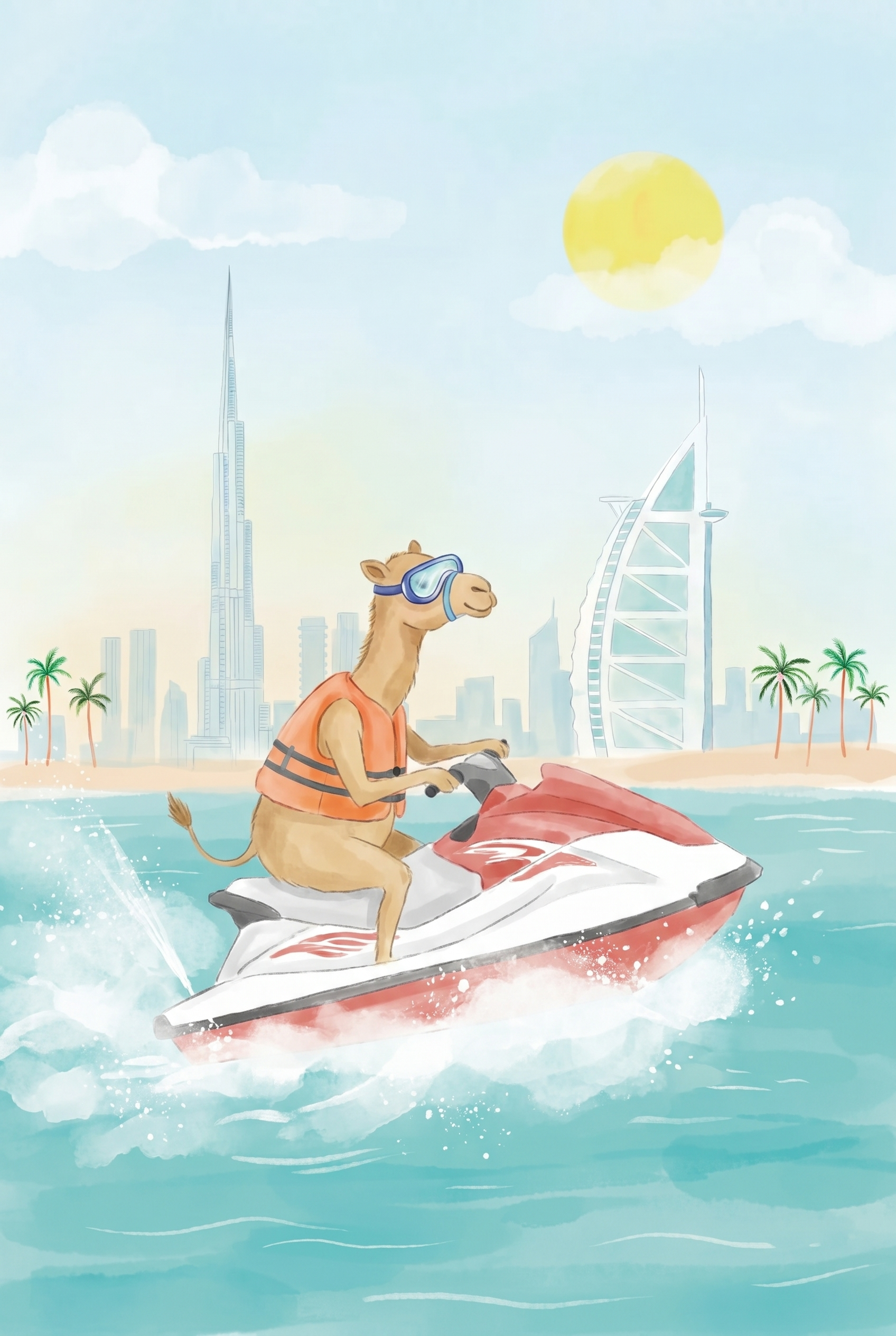 Dubai Jet Ski Camel Wall Art - Camel Sea Splash