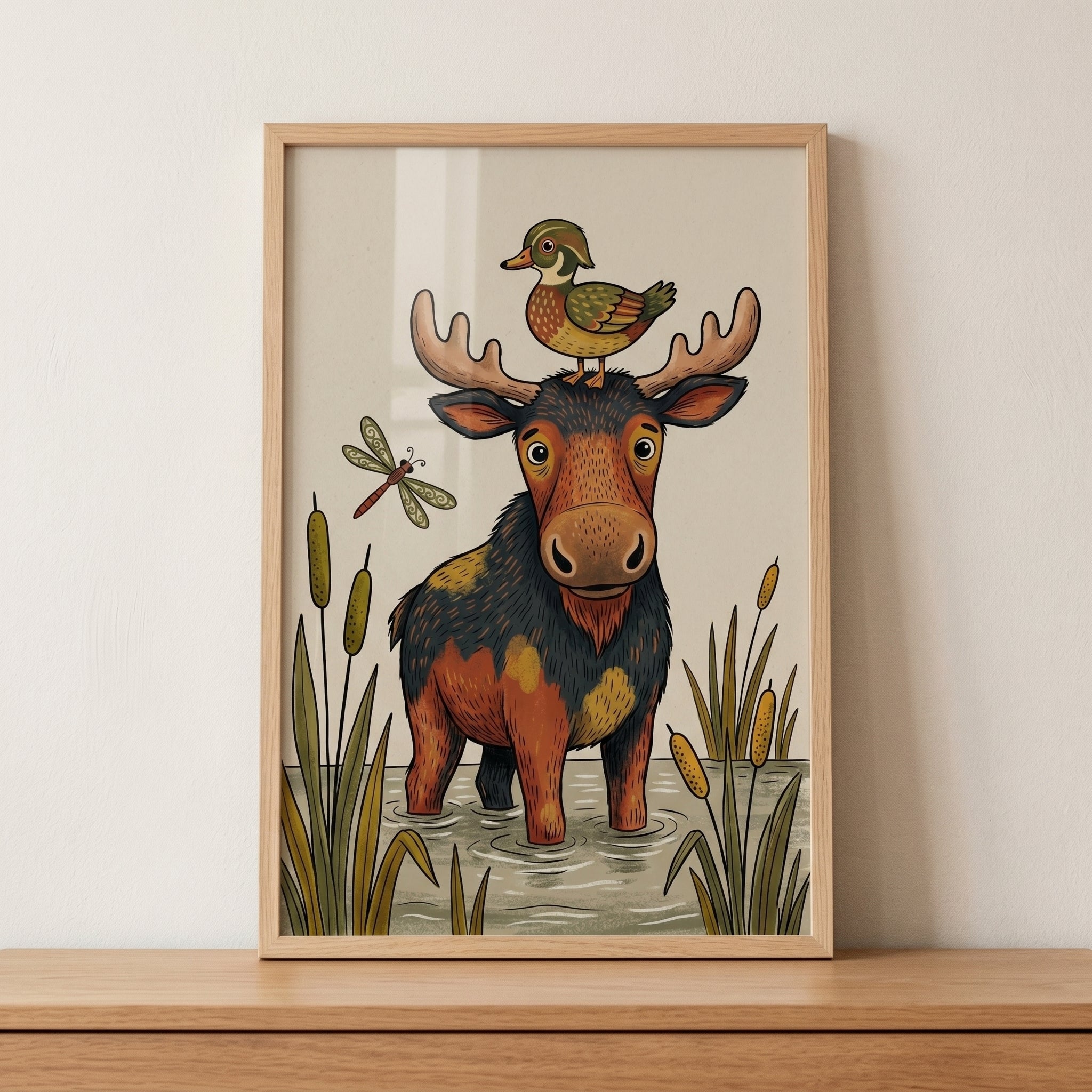 Duck On Head Moose Animals Wall Art - Marshland Mates