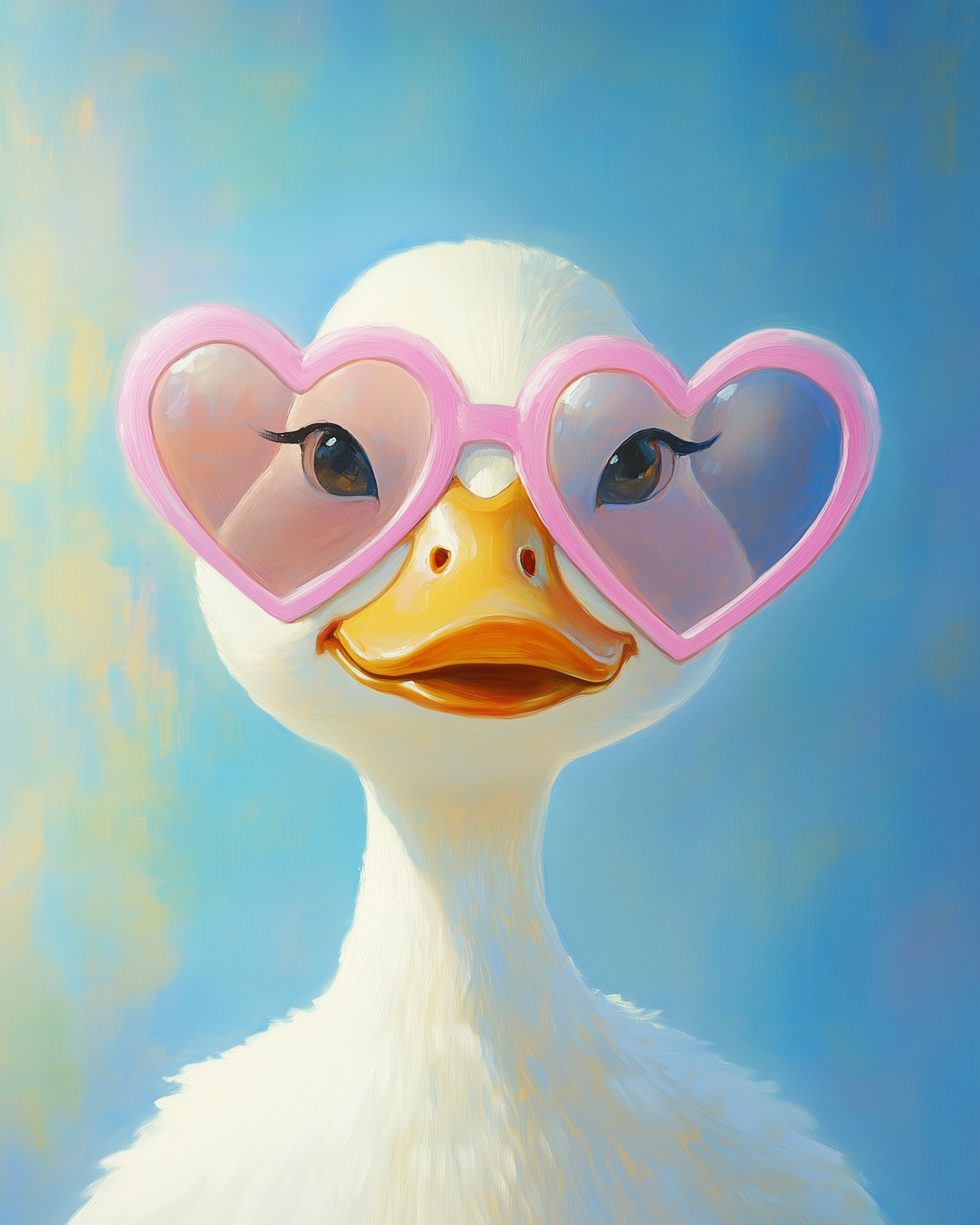 Duck Animals Wall Art for Nursery, Playroom or Kids Bedrooms - Modern Heart Glasses Decor - Duck Diva