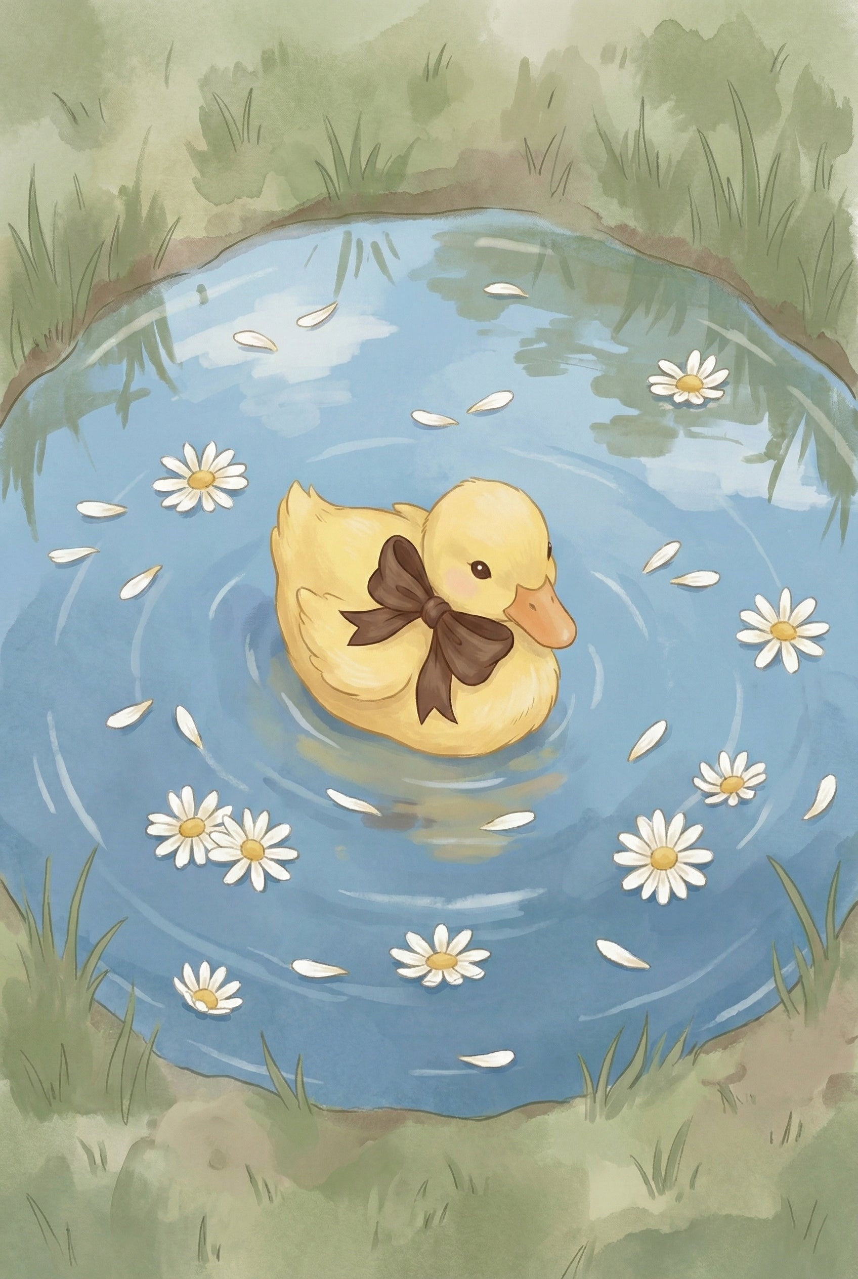 Duckling Kids Room Wall Art - Little Bow Duckling