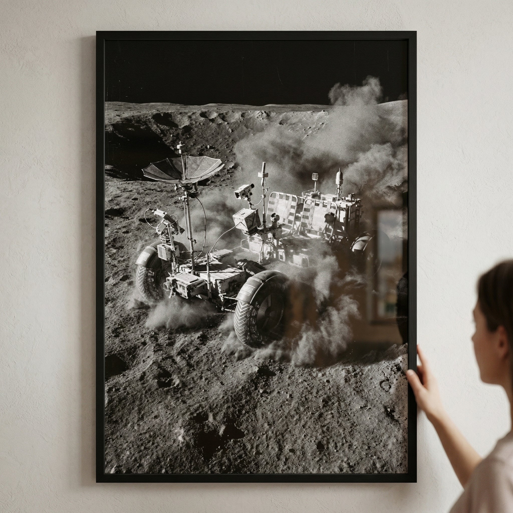 Dust Kicking Moon Rover Wall Art - Lunar Dust Trail