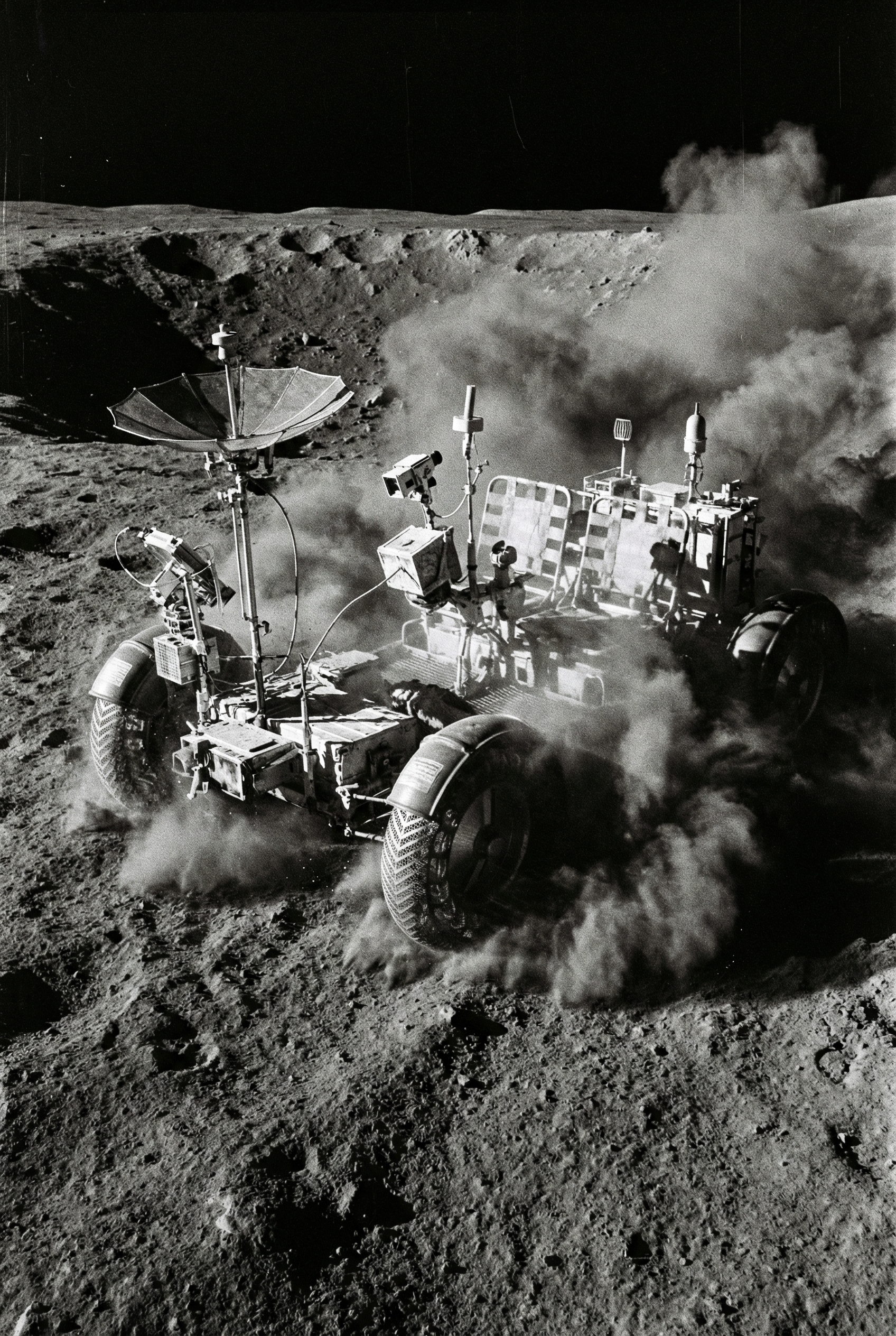 Dust Kicking Moon Rover Wall Art - Lunar Dust Trail