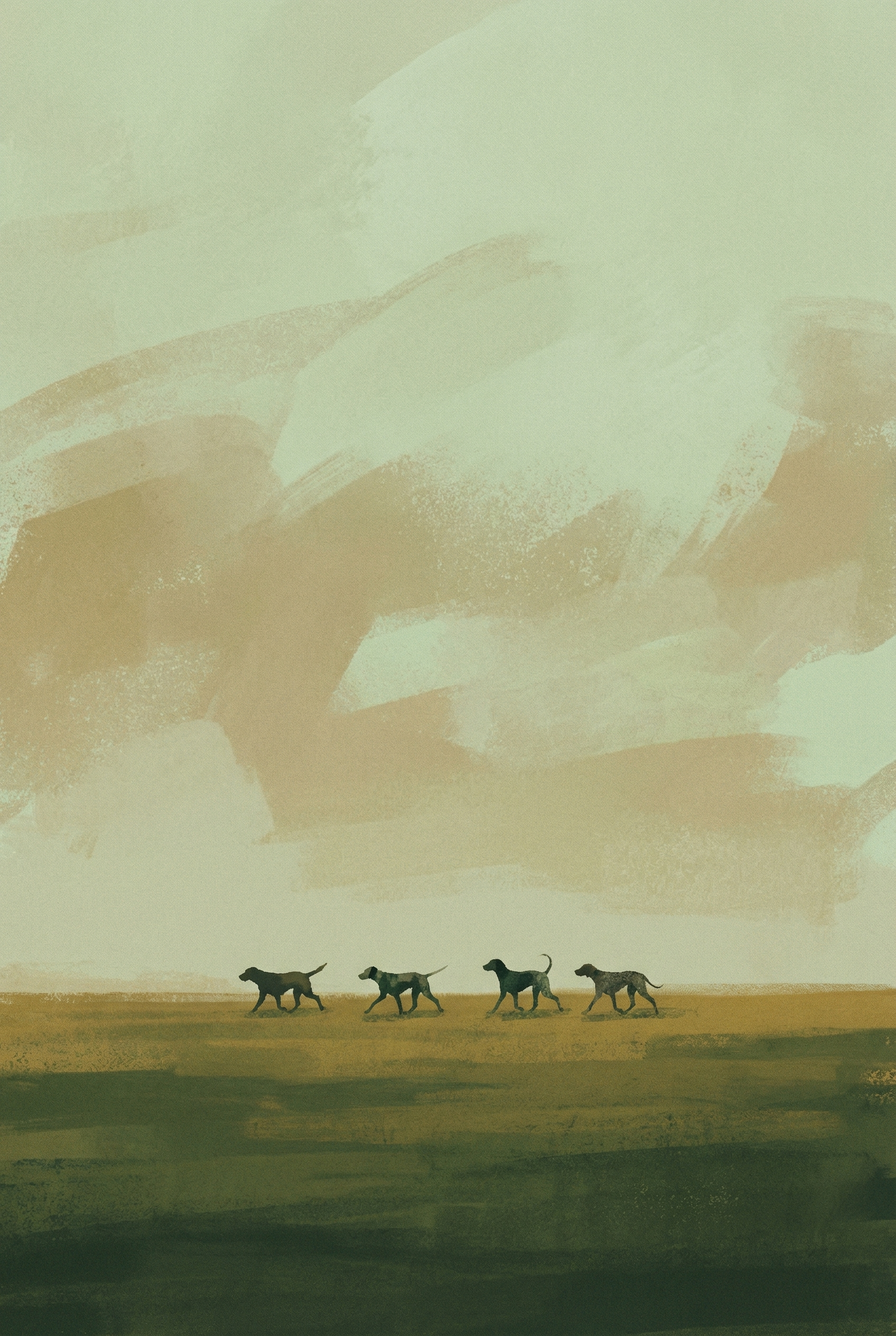 Earth Tone Walking Hound Wall Art - Hounds On Horizon