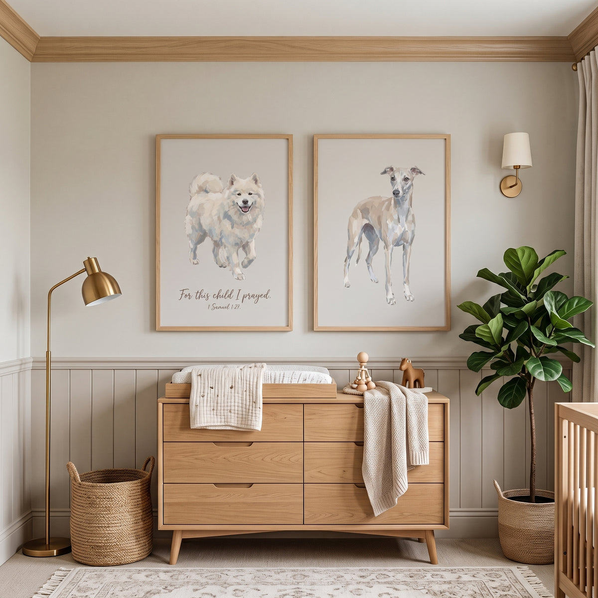 Earth Tone Watercolor Dogs Wall Art Set of 2 - Paws And Prayer