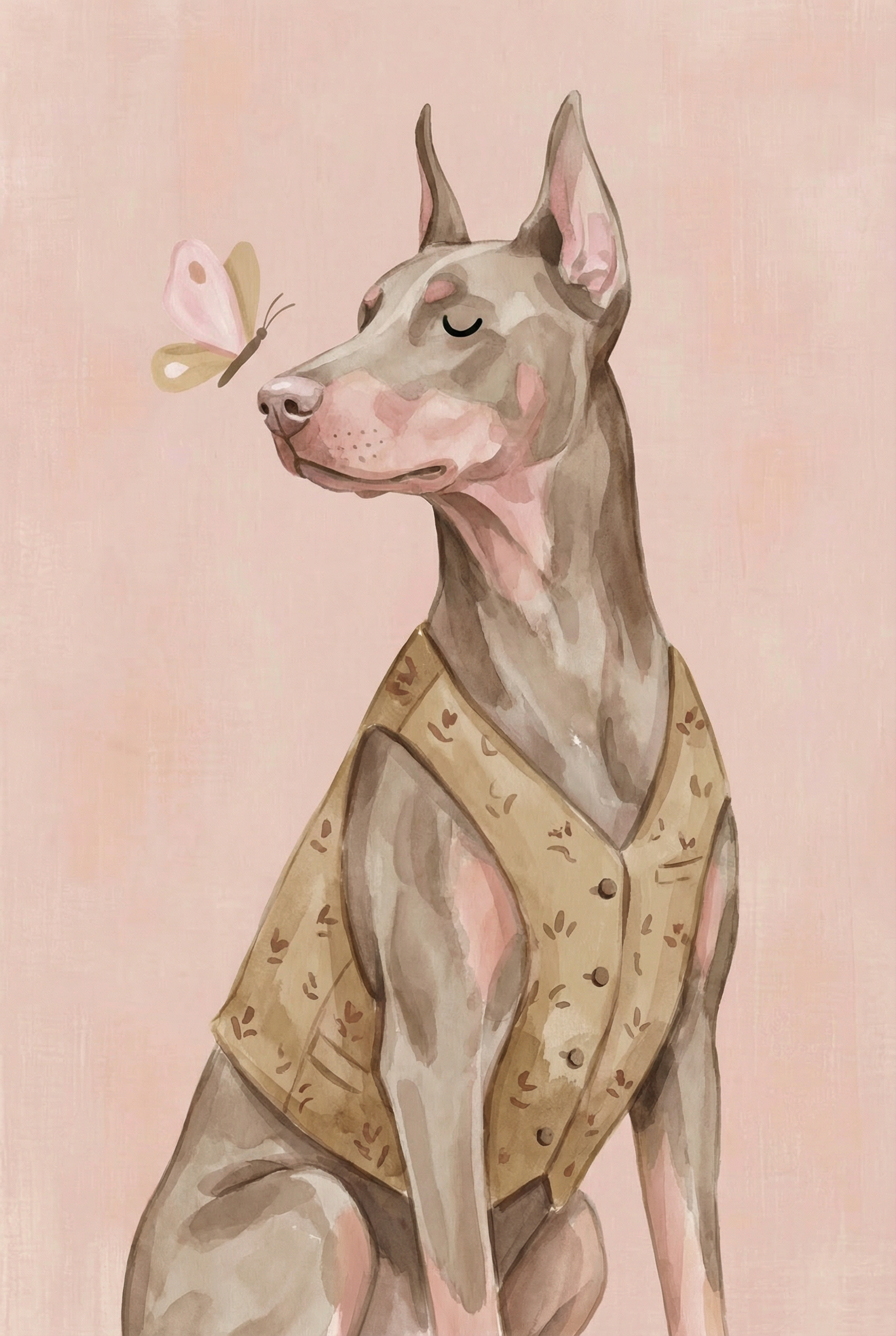 Earthy Leaf Vest Doberman Artwork - Gentle Doberman Soul