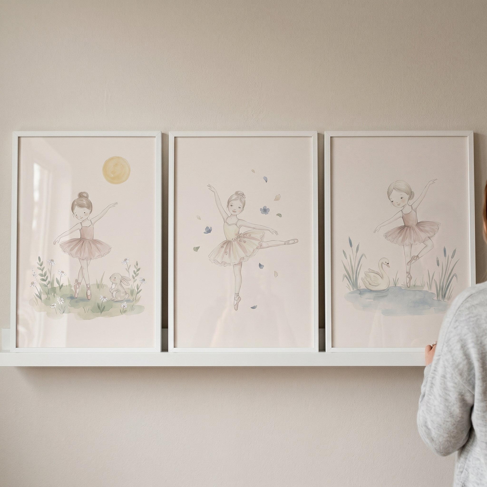 Earthy Neutral Watercolor Ballerina Artwork Set of 3 - Ballerina Dreams Trio