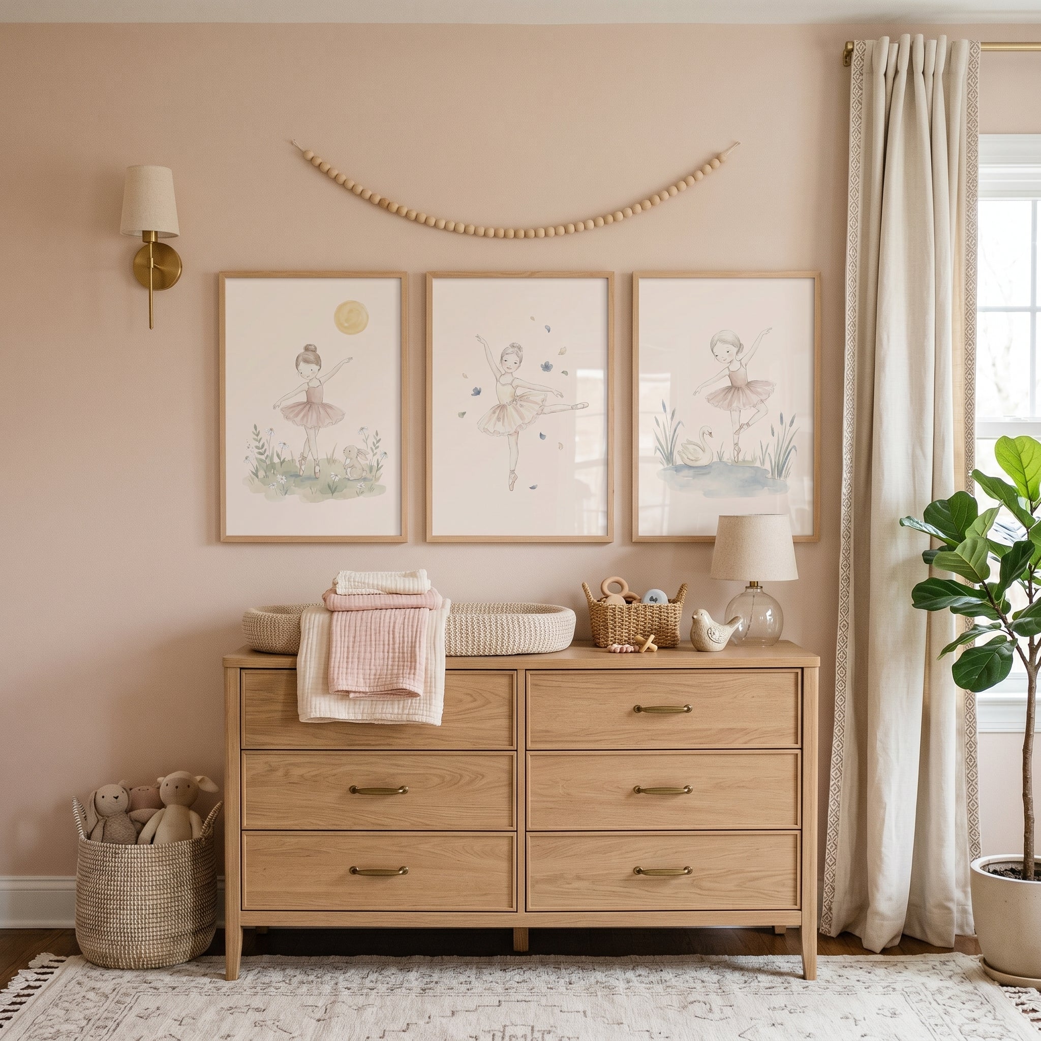 Earthy Neutral Watercolor Ballerina Artwork Set of 3 - Ballerina Dreams Trio