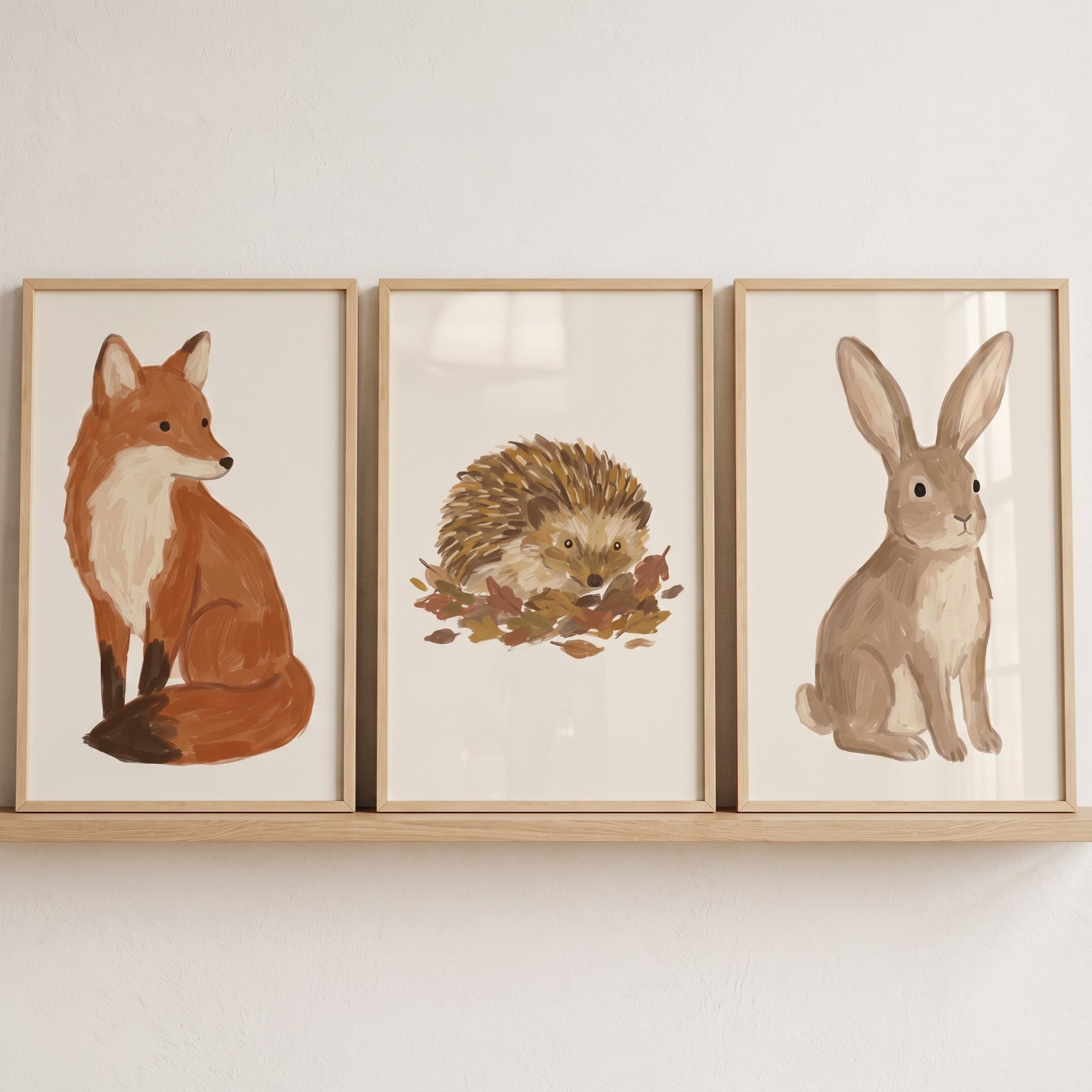 Earthy Palette Forest Animals Wall Art Set of 3 - Charming Forest Trio