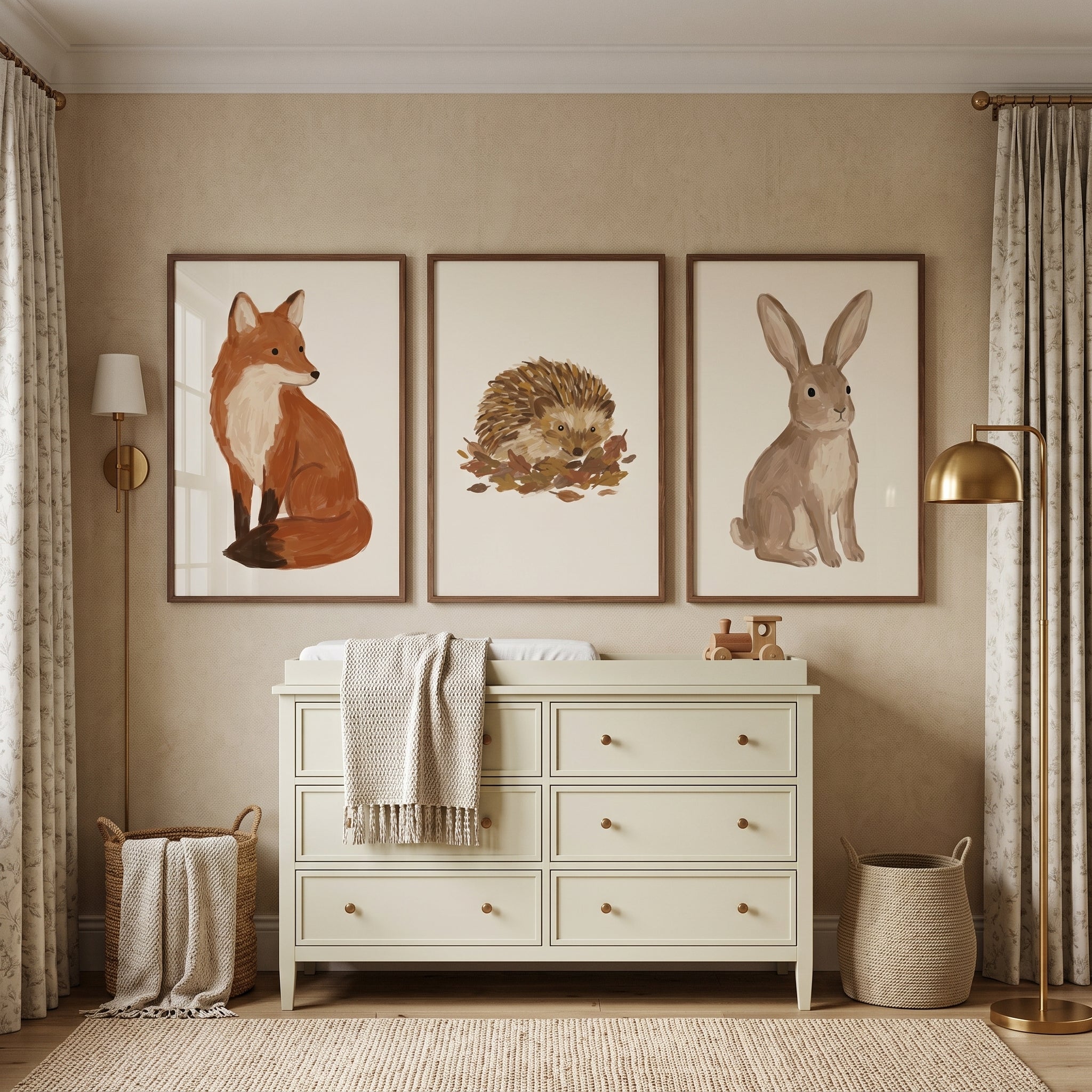 Earthy Palette Forest Animals Wall Art Set of 3 - Charming Forest Trio