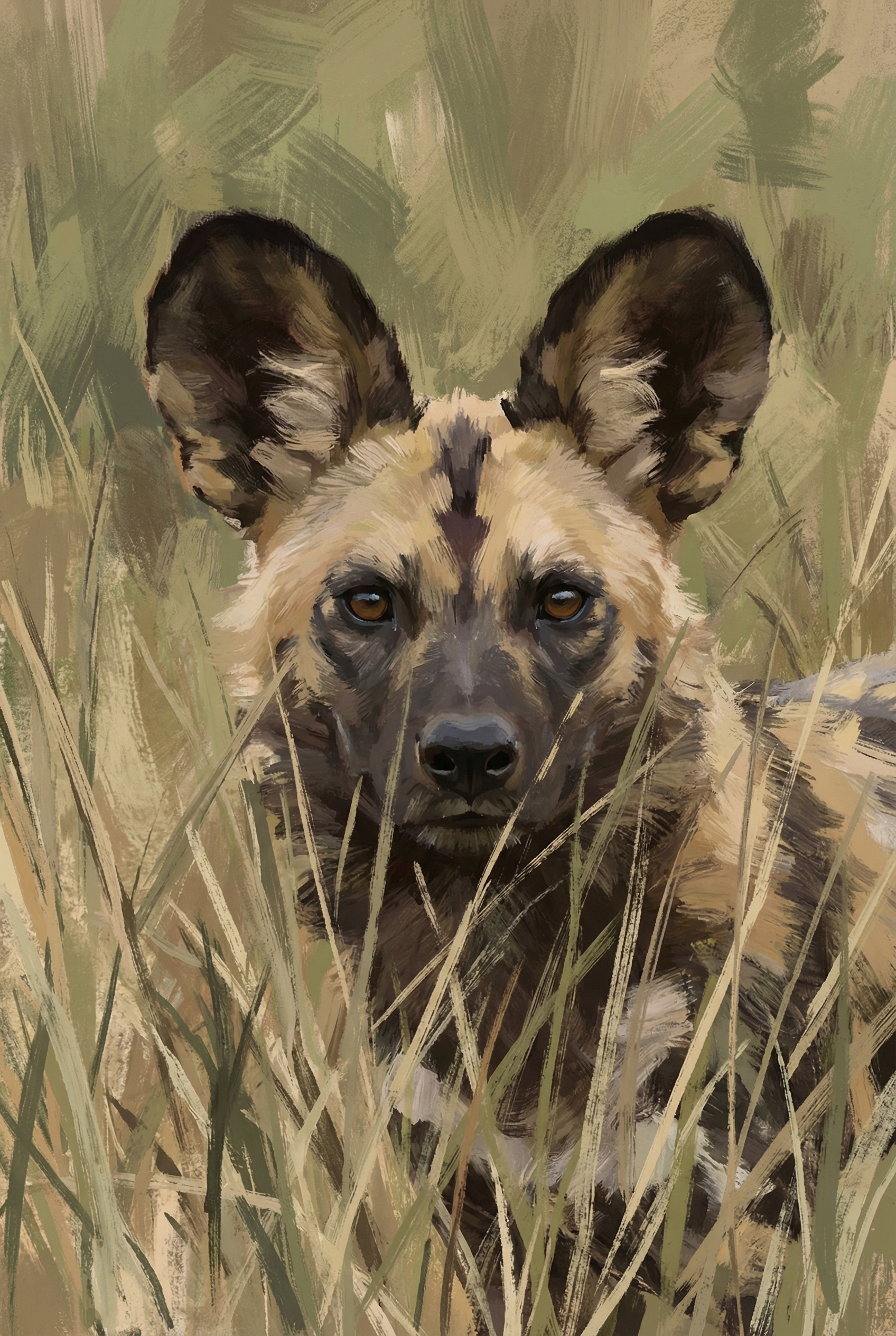 Earthy Savanna Wild Dog Wall Art - The Painted Stare