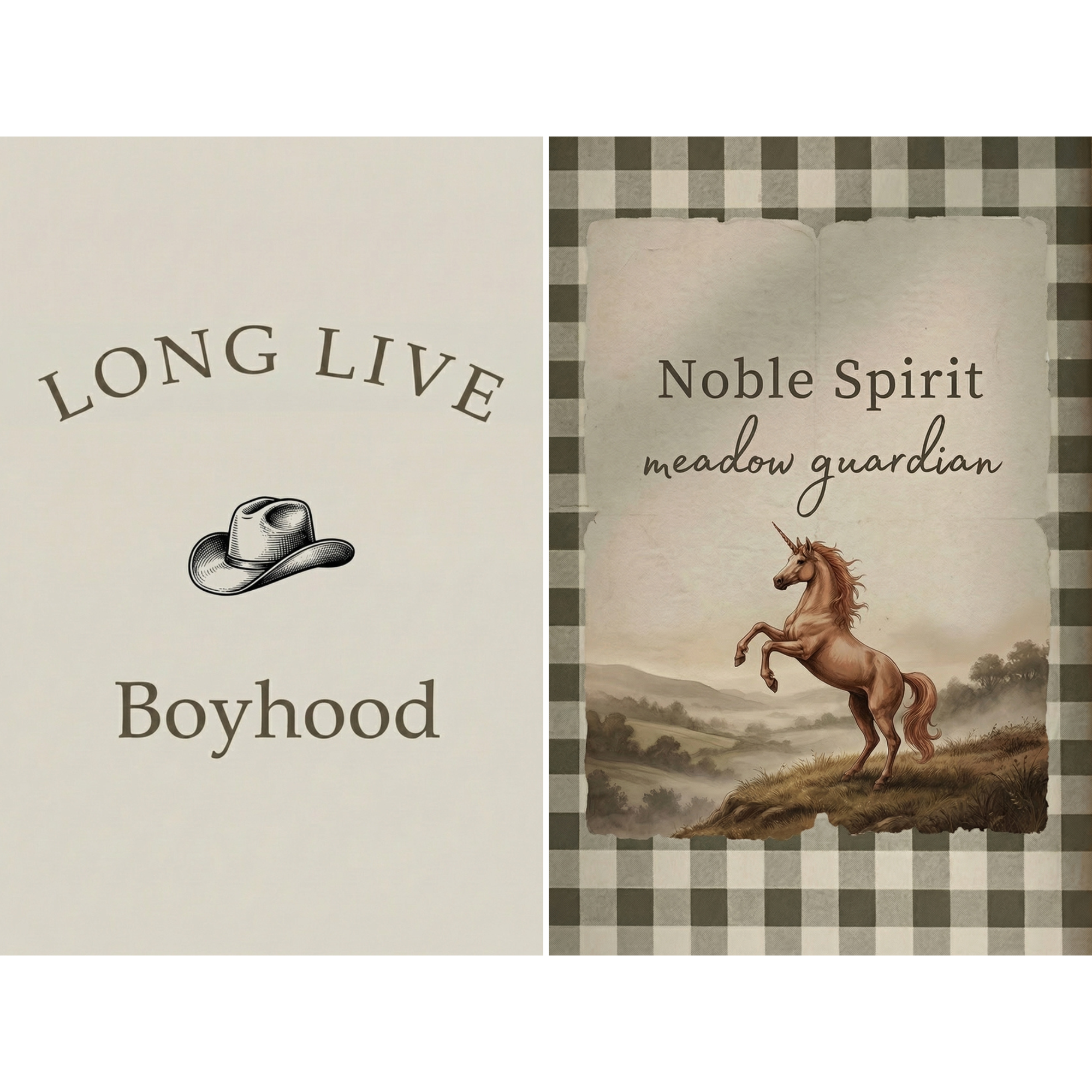 Earthy Sepia Tone Western Wall Art Set of 2 - Rustic Boyhood Adventure