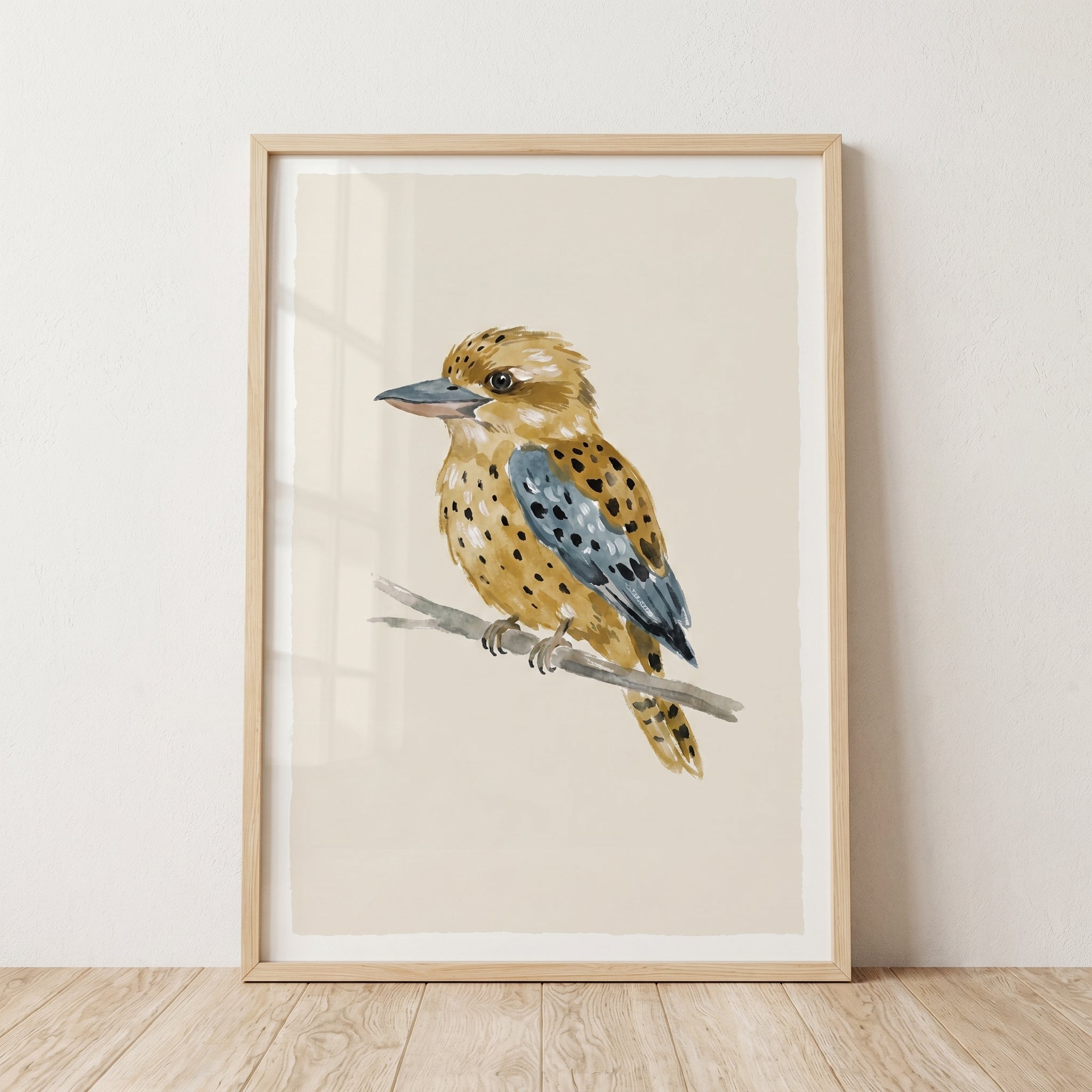 Earthy Spotted Kookaburra Bird Wall Art - Golden Kookaburra Art