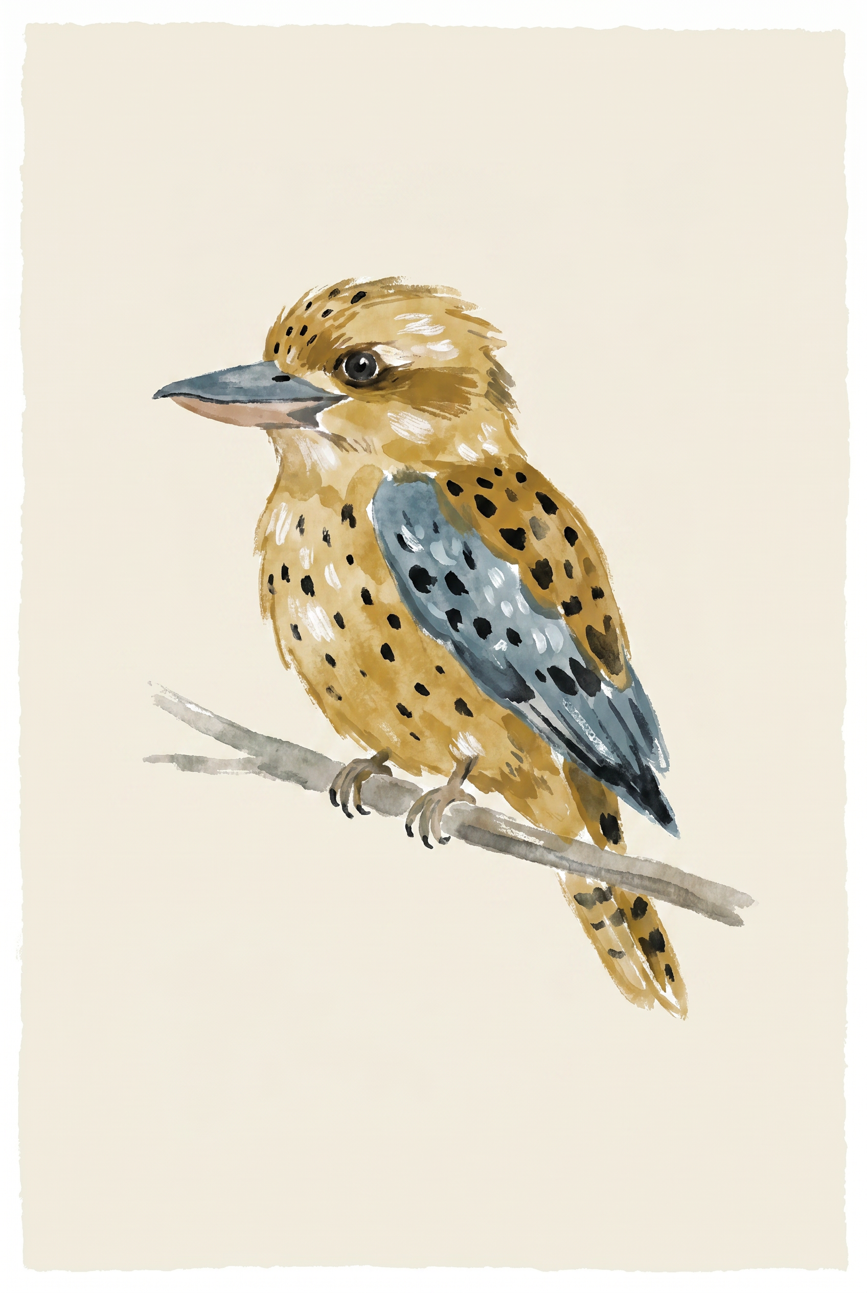 Earthy Spotted Kookaburra Bird Wall Art - Golden Kookaburra Art