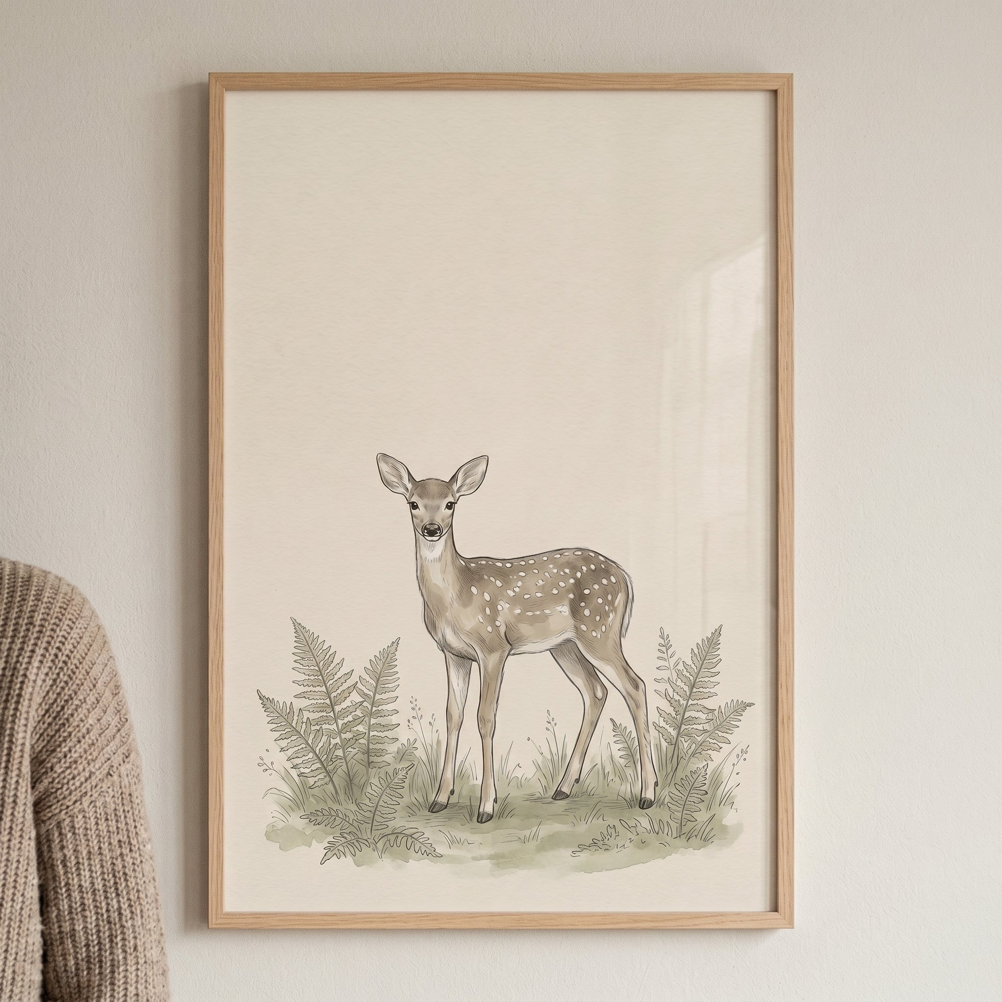 Earthy Tone Forest Deer Artwork - Gentle Forest Fawn
