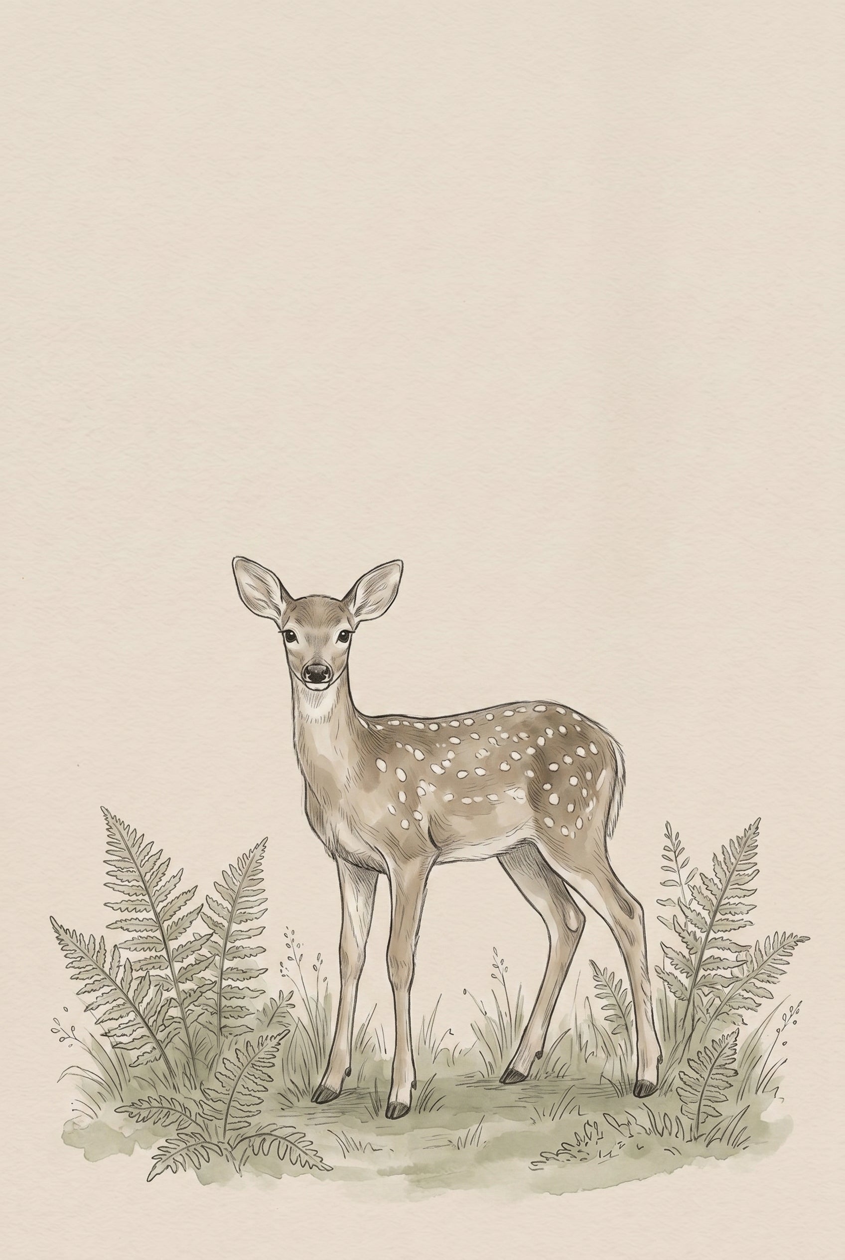 Earthy Tone Forest Deer Artwork - Gentle Forest Fawn