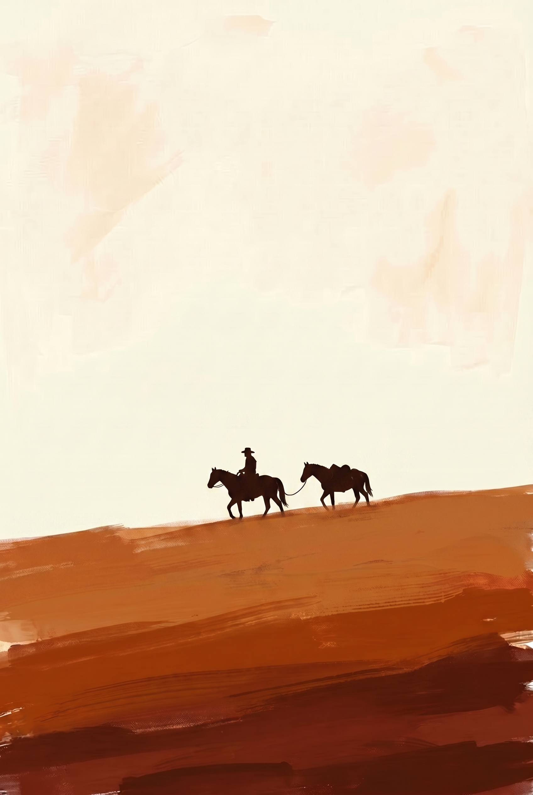 Earthy Tone Lone Cowboy Wall Art - Desert Horizon Trek