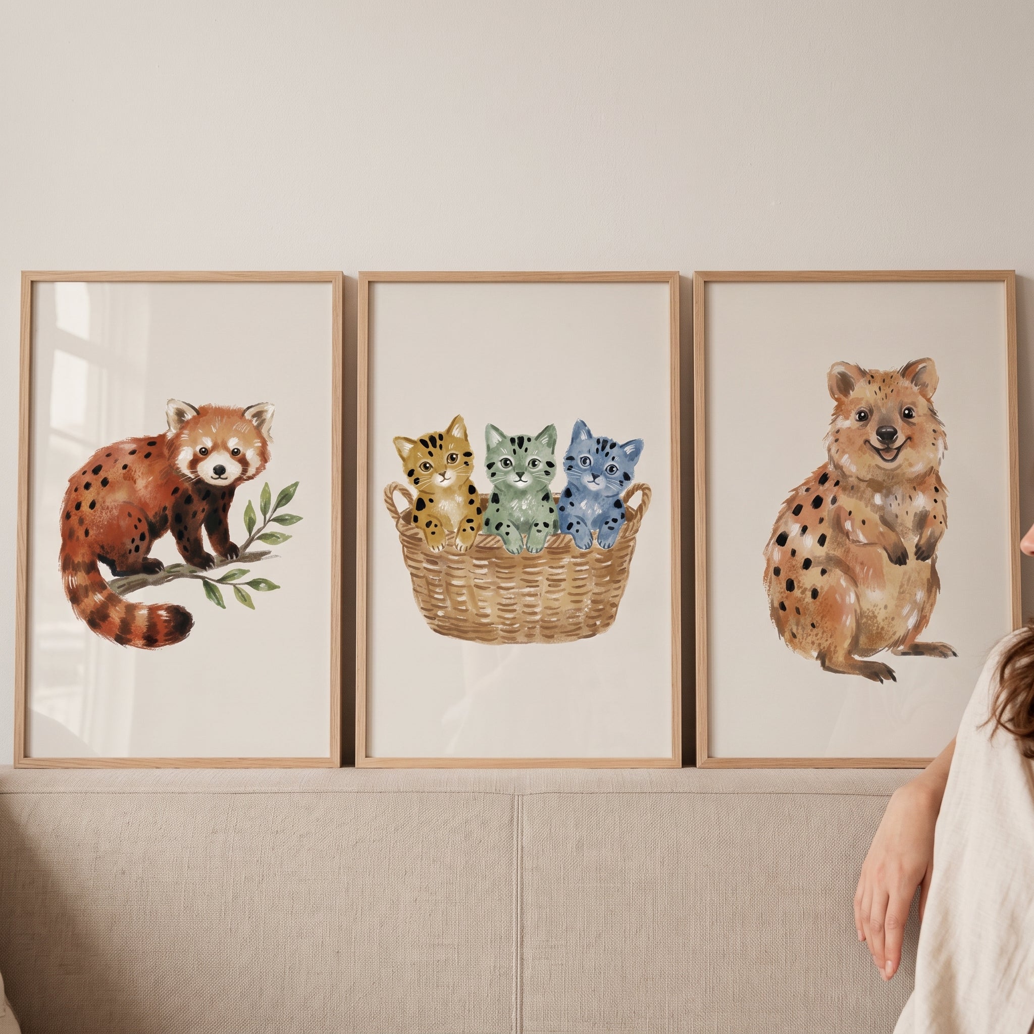 Earthy Tone Spotted Animal Wall Art Set of 3 - Whimsical Little Critters