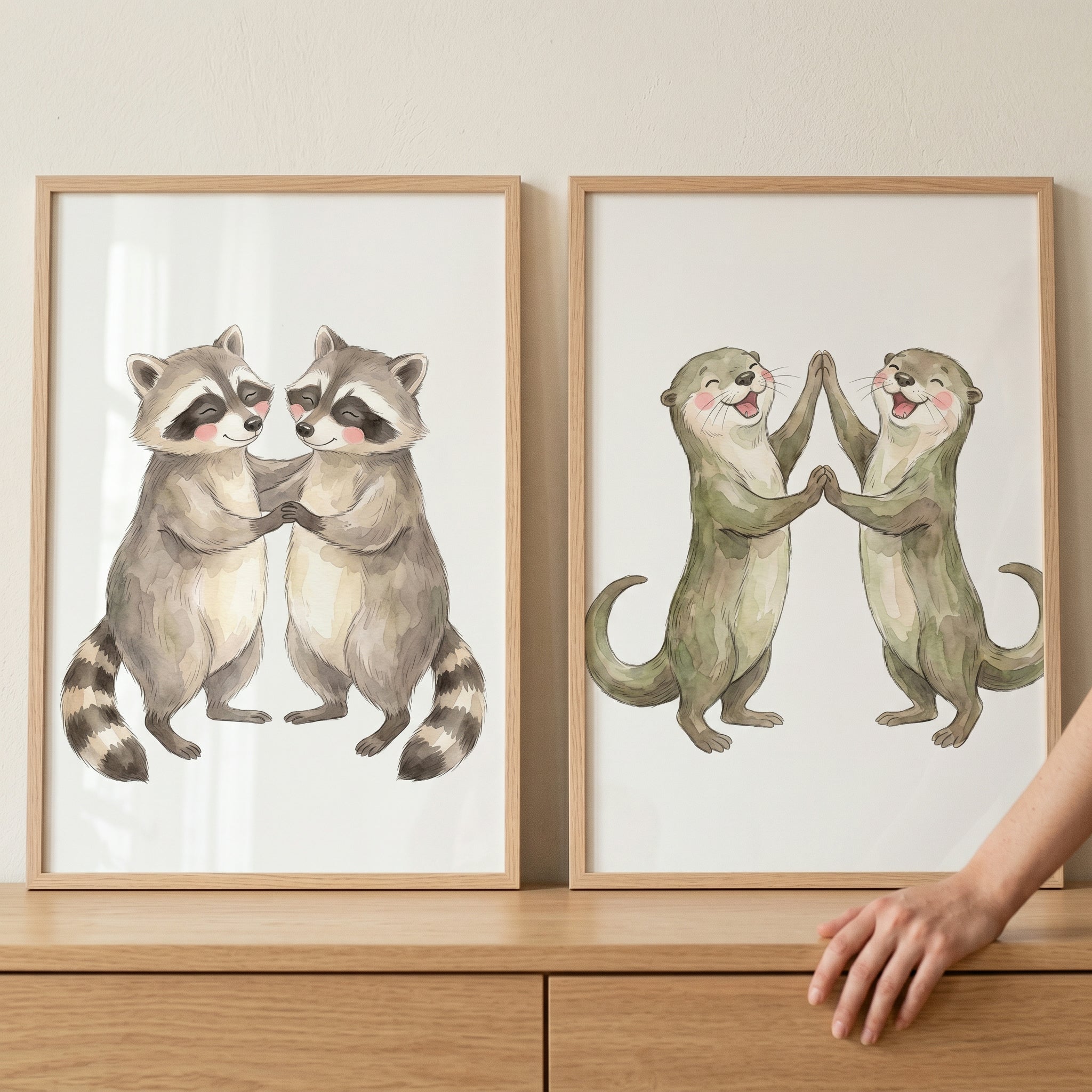 Earthy Tone Woodland Animal Print Set of 2 - Woodland Dance Duo