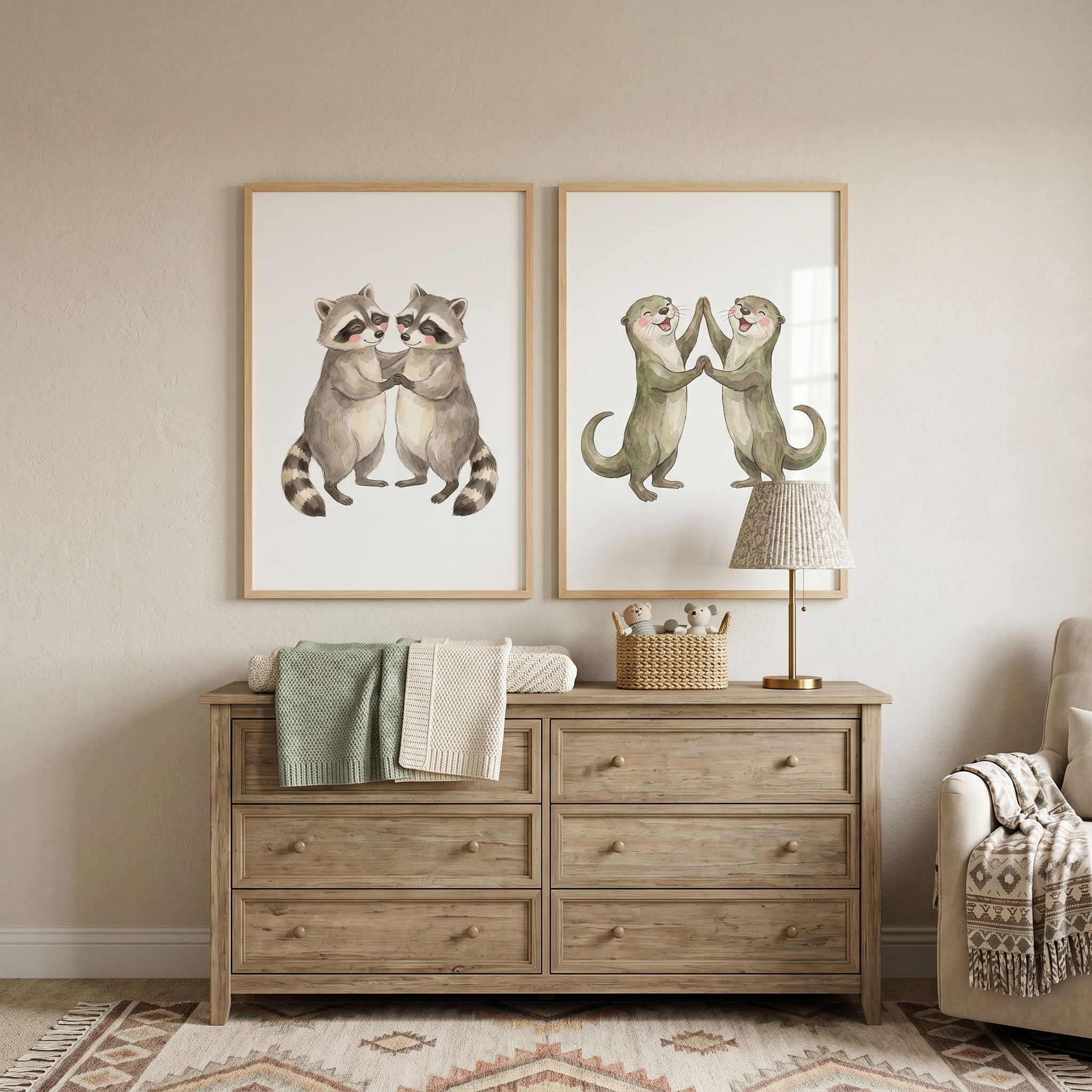 Earthy Tone Woodland Animal Print Set of 2 - Woodland Dance Duo