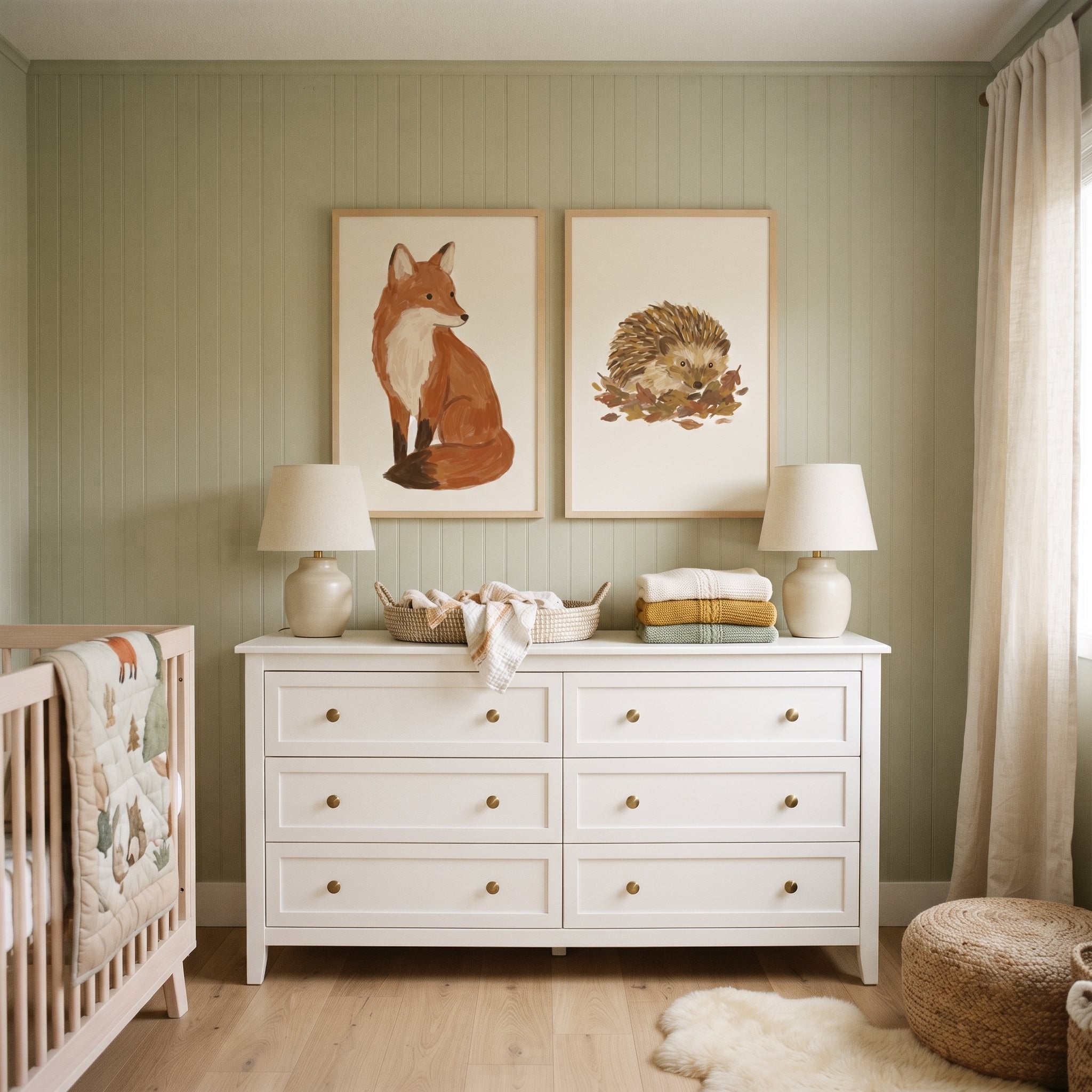 Earthy Tone Woodland Animals Wall Art Set of 2 - Autumn Forest Friends