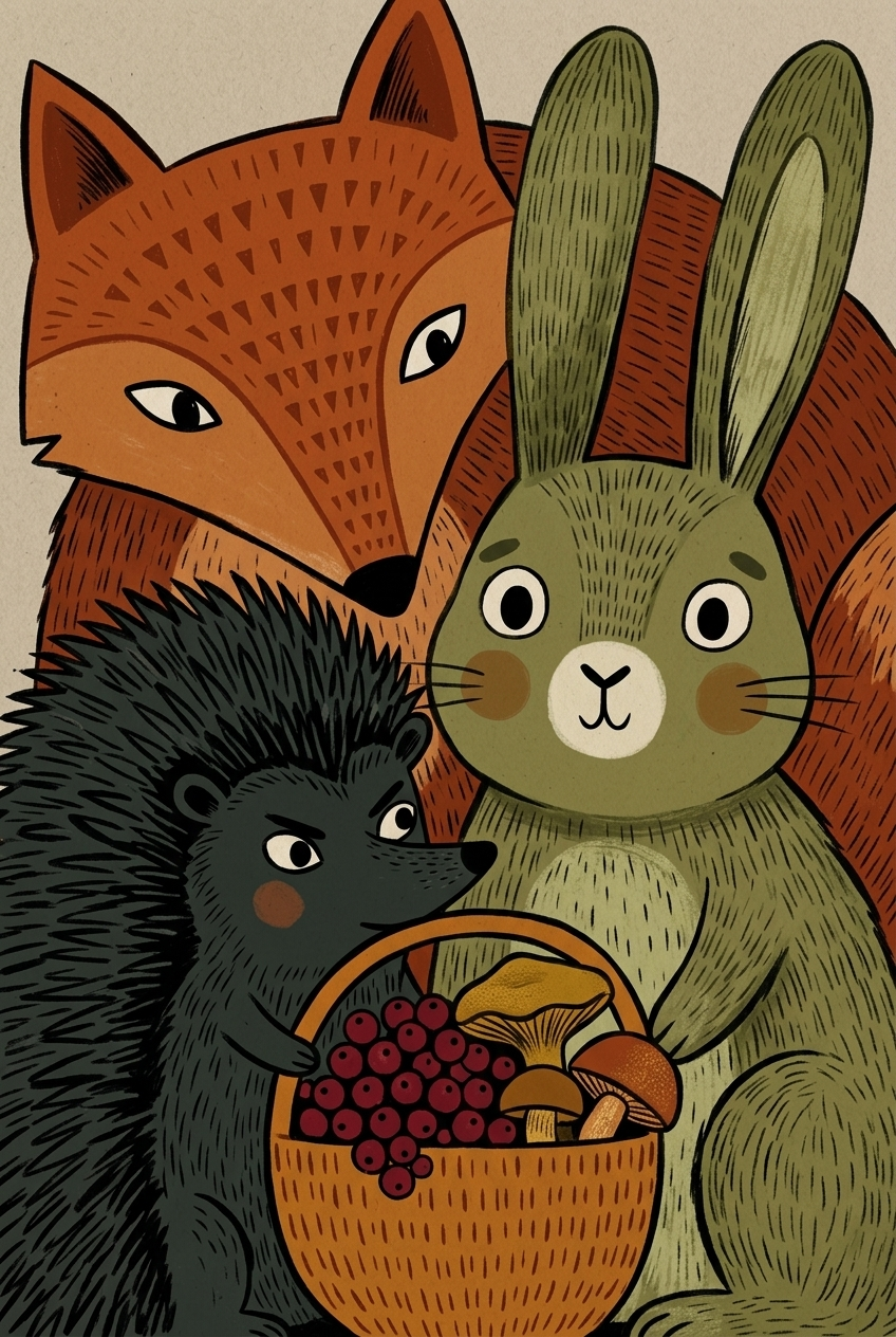 Earthy Tones Forest Friends Animals Artwork - Woodland Harvest Friends