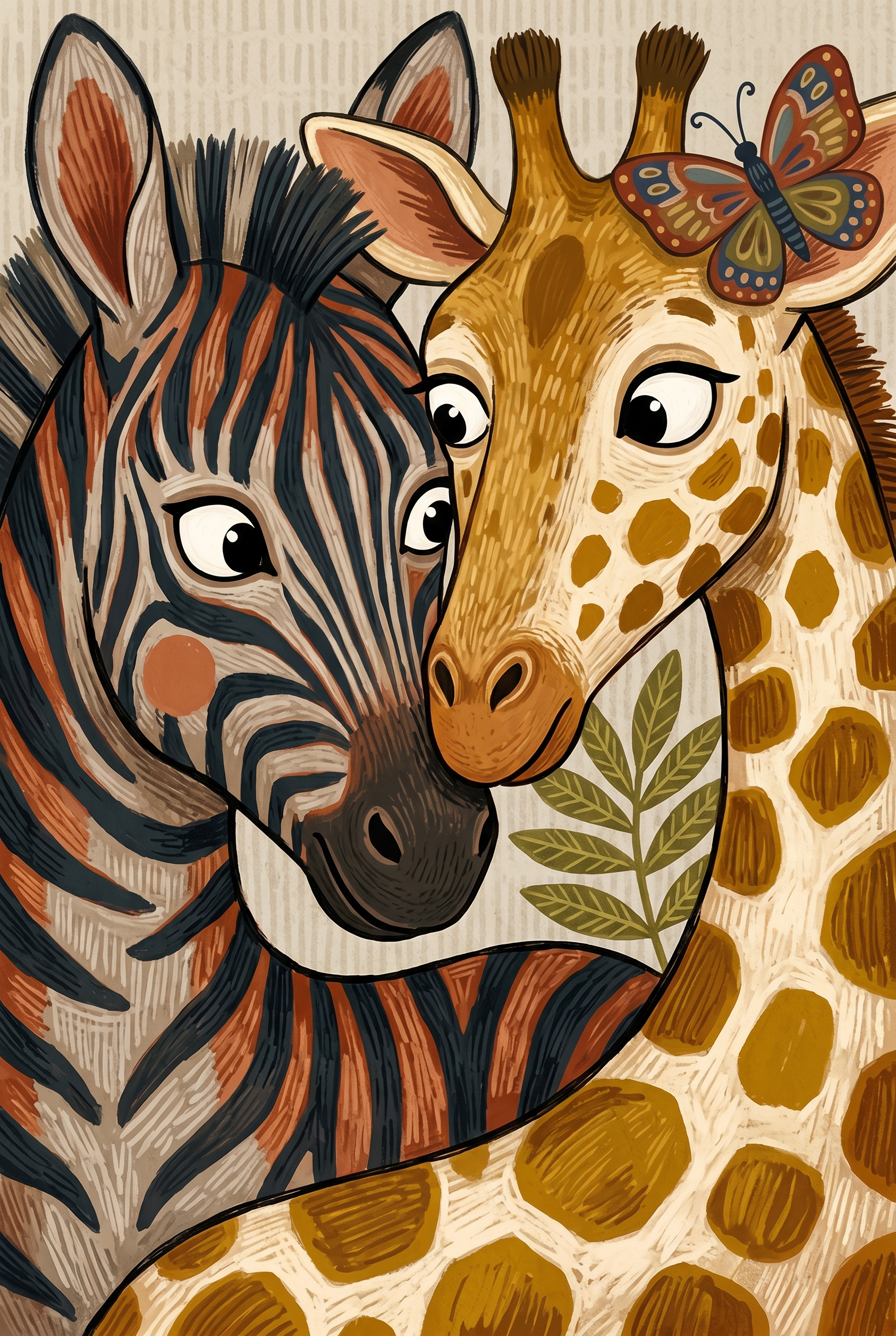 Earthy Tones Zebra Giraffe Animals Wall Art - Stripes And Spots