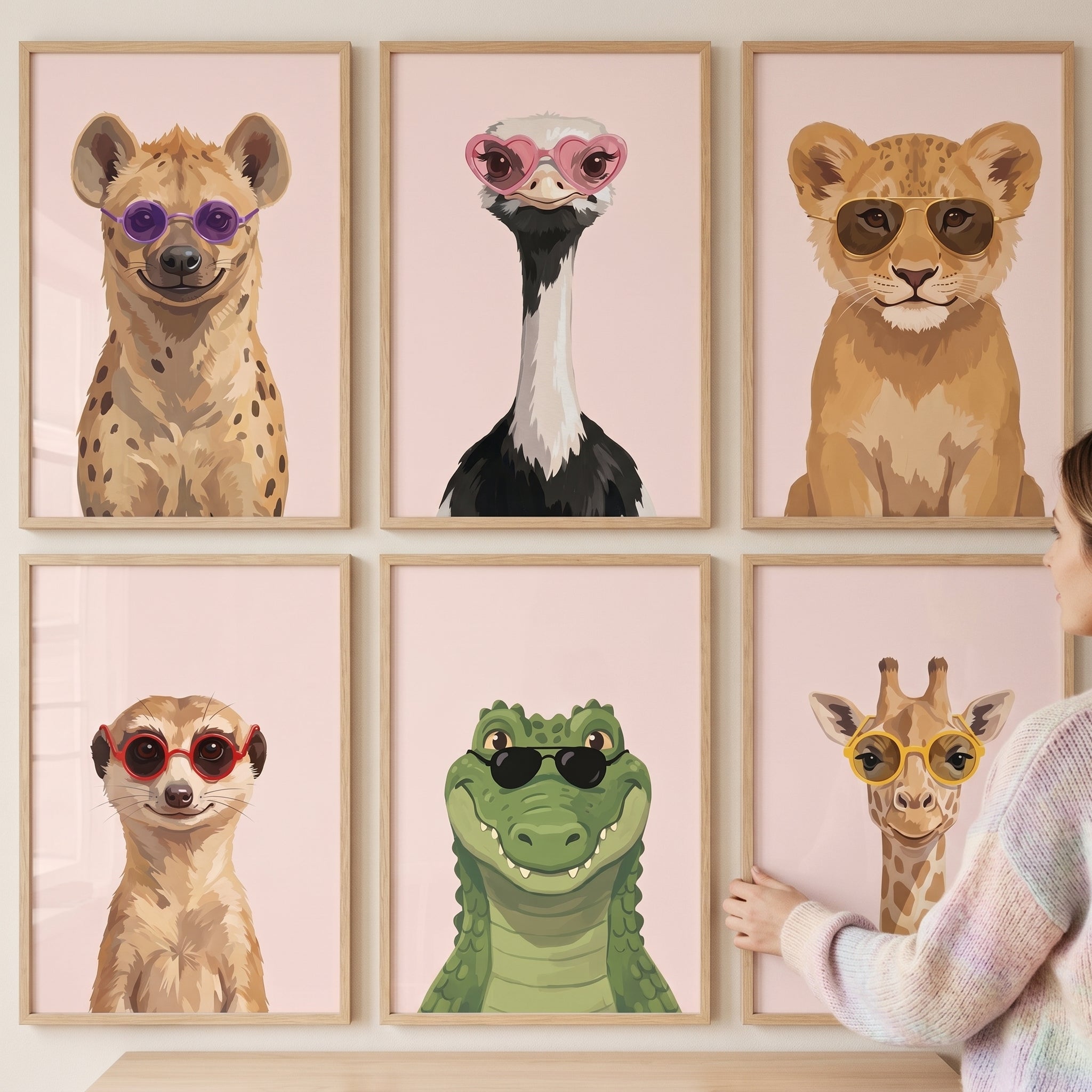 Eccentric Sunglasses Safari Animal Wall Art Set of 6 - Wild Shades Collection