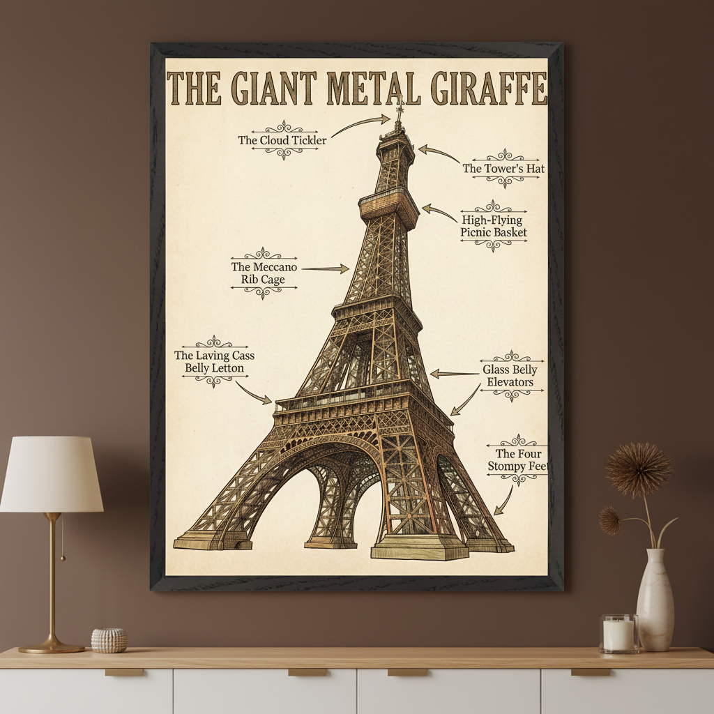Architectural Whimsy - Eiffel Tower Framed Wall Art for Living Room, Bedroom or Office